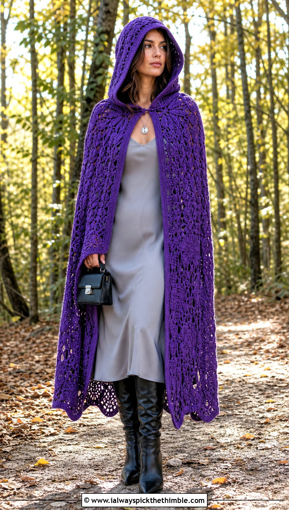 Hooded Crochet Cape With Slip Dress - 20 crochet fairy clothes and outfit ideas