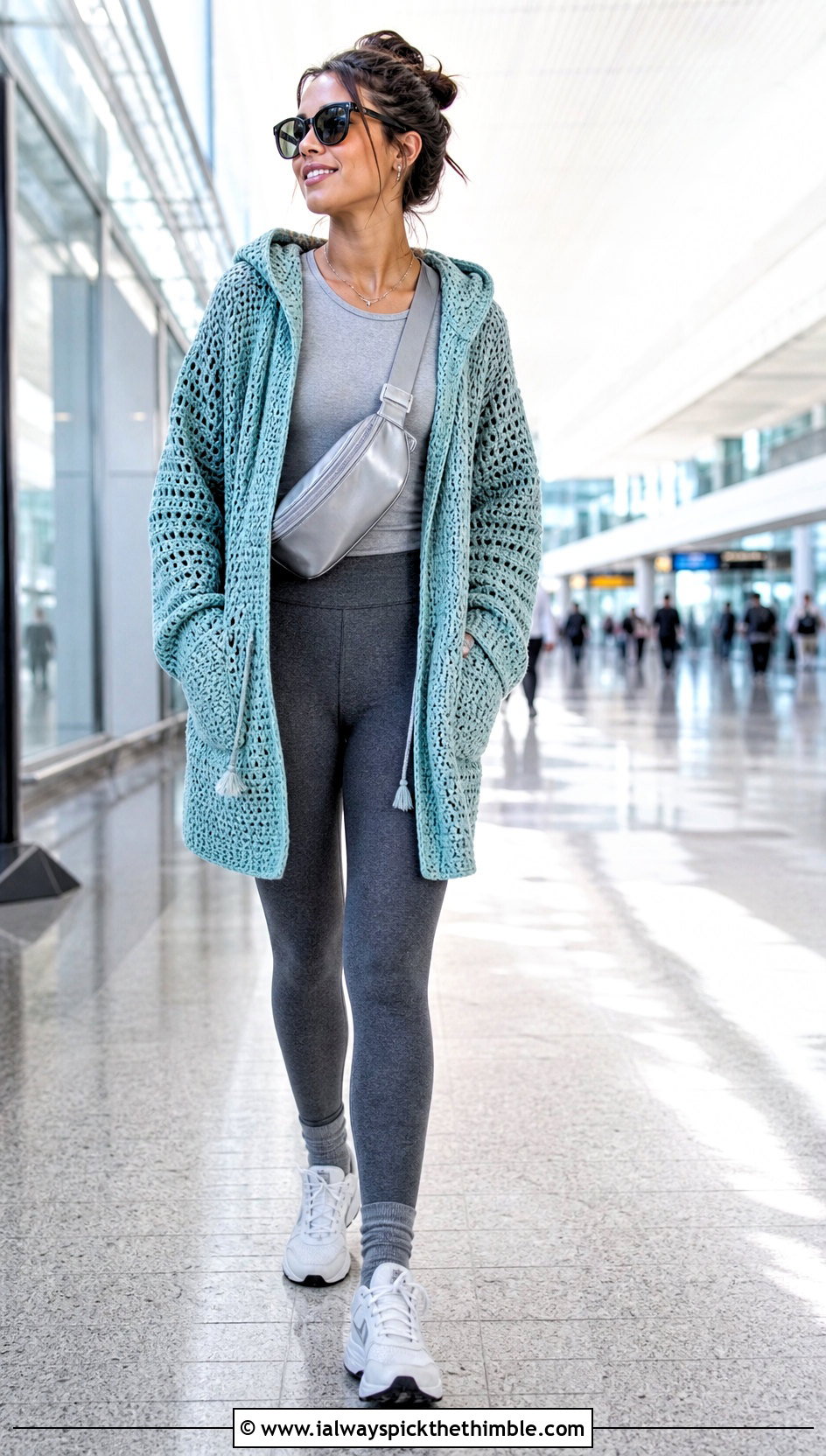 Hooded Crochet Cardigan Sweater With Leggings - 15 Easy Crochet Cardigan Sweater outfit ideas