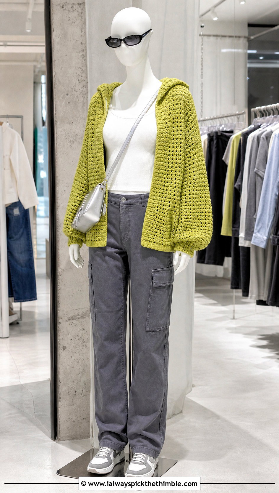 Hooded Crochet Cardigan With Cargo Pants - 15 Crochet Cardigan On Mannequin outfit ideas