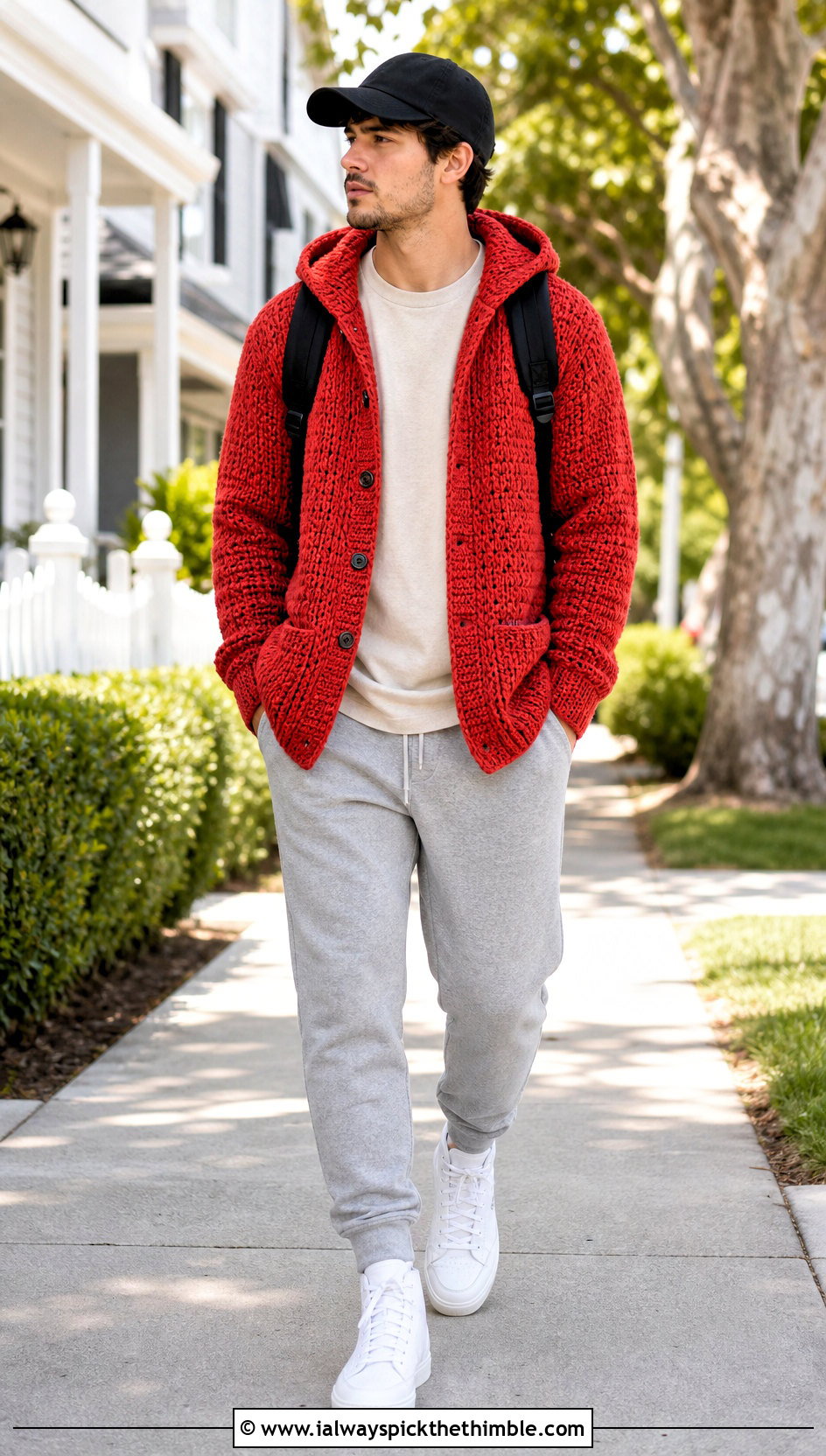 Hooded Crochet Cardigan With Joggers - 20 crochet man cardigan outfit ideas