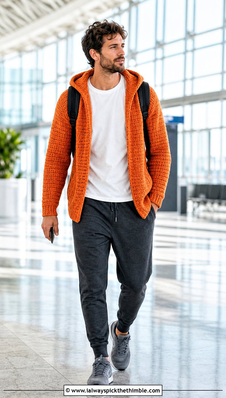 Hooded Crochet Cardigan With Joggers And Sneakers - 25 mens crochet cardigan outfit ideas