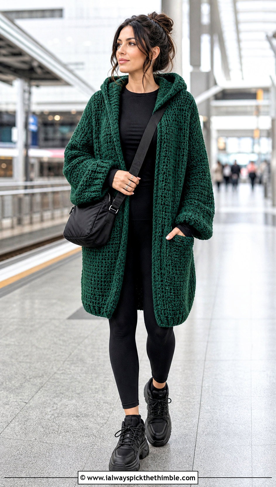 Hooded Crochet Cardigan With Leggings - 20 gothic crochet clothes and outfit ideas