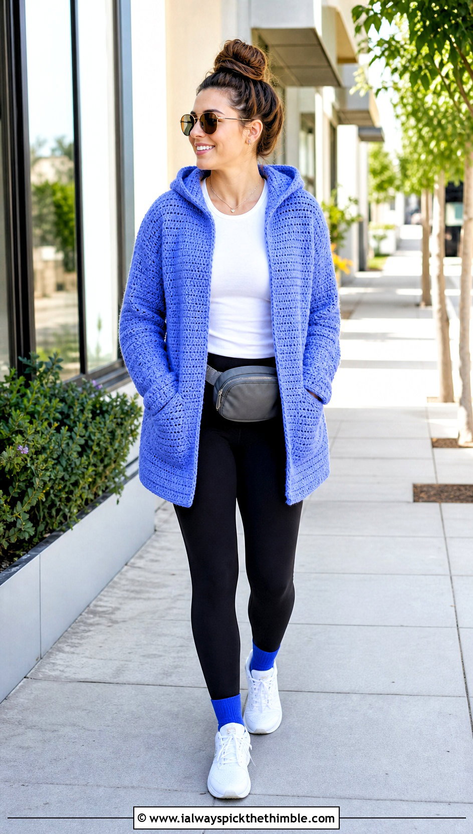 Hooded Crochet Cardigan With Leggings - 25 crocheted cardigan outfit ideas