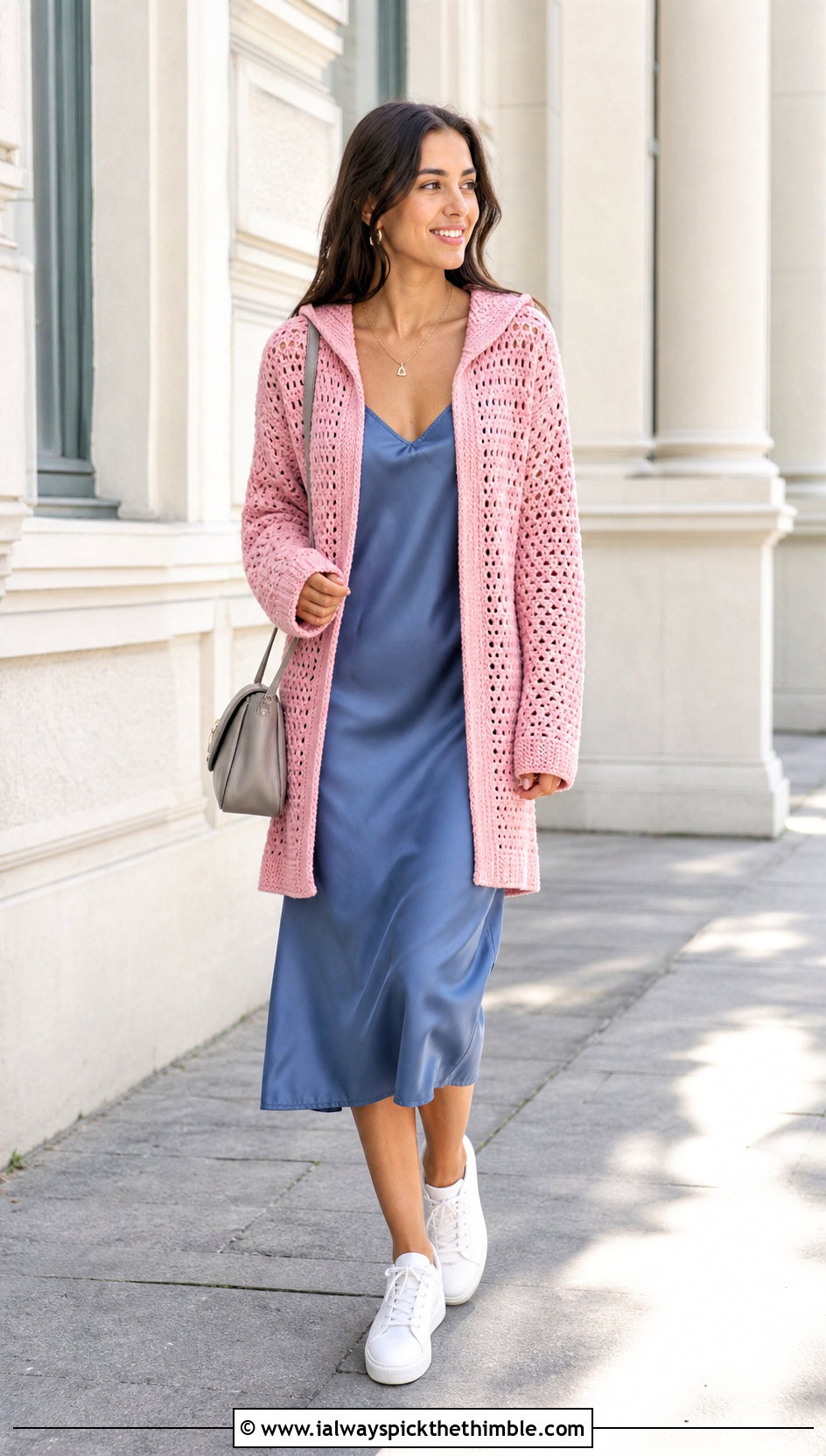 Hooded Crochet Cardigan With Slip Dress - 15 Ultimate Lounge Crochet Cardigan outfit ideas