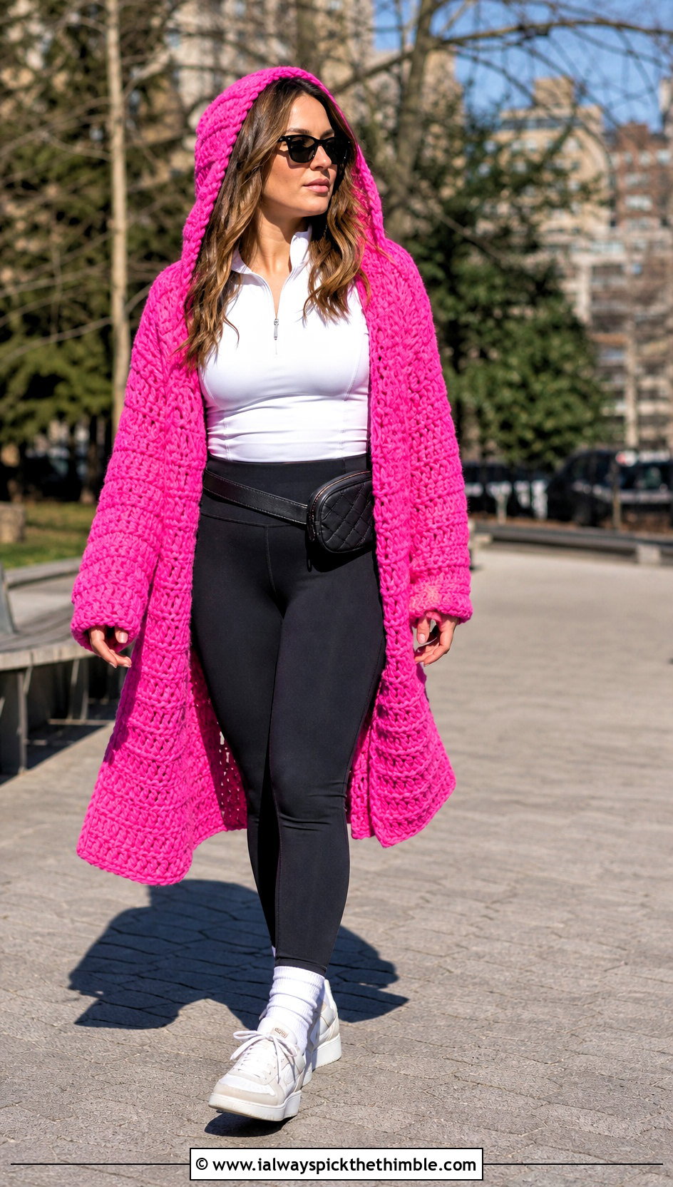 Hooded Crochet Coat With Leggings And Sneakers - 15 crochet coat size m outfit ideas