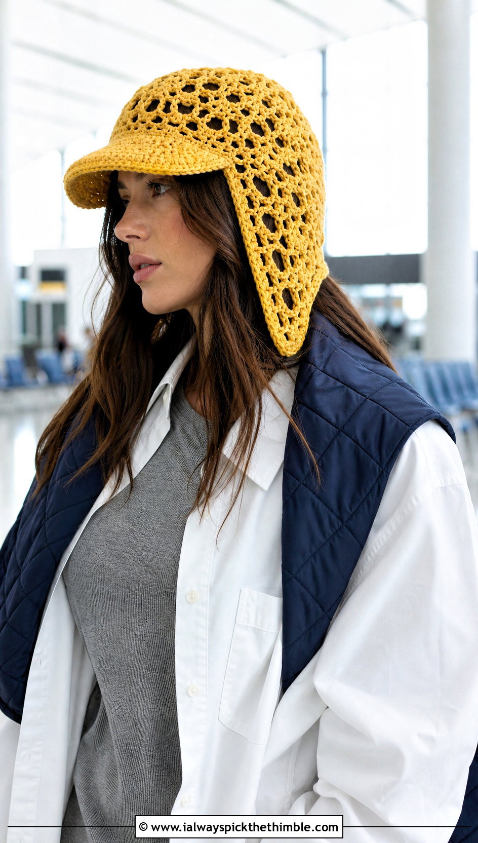 Hooded Crochet Flap Hat With Oversized Shirt - 20 crochet flap hat outfit ideas