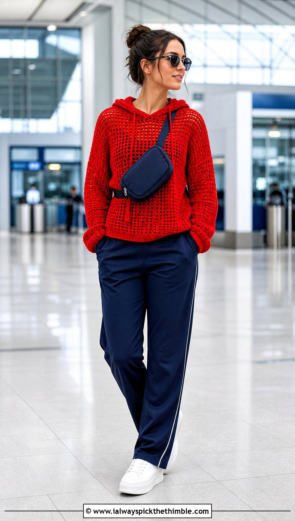 Hooded Crochet Jumper With Track Pants - 15 Ladies Crochet Jumper outfit ideas