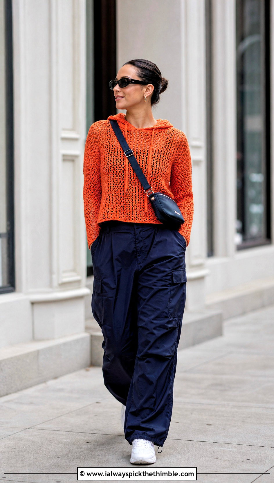Hooded Crochet Long Sleeved Top With Cargo Pants - 20 Crochet Long Sleeved Top outfit ideas
