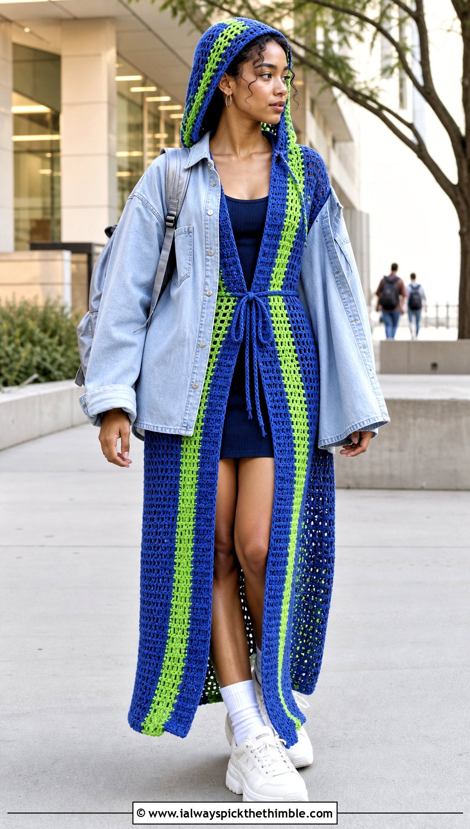 Hooded Crochet Maxi Dress With Platform Sneakers - 25 Crochet Maxi Dress outfit ideas