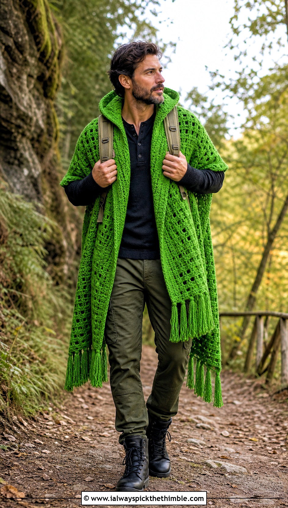 Hooded Crochet Prayer Shawl With A Utility Outfit - 20 Mens Crochet Prayer Shawl outfit ideas