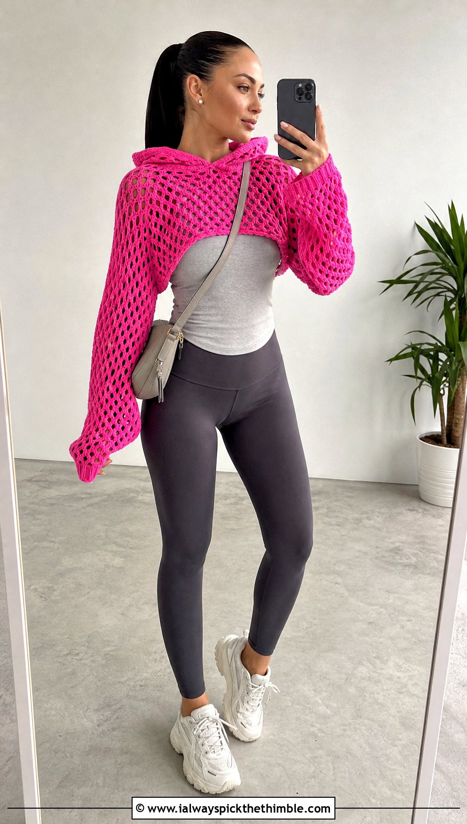 Hooded Crochet Raglan Mesh Top With Leggings - 20 Crochet Raglan Mesh Top outfit ideas