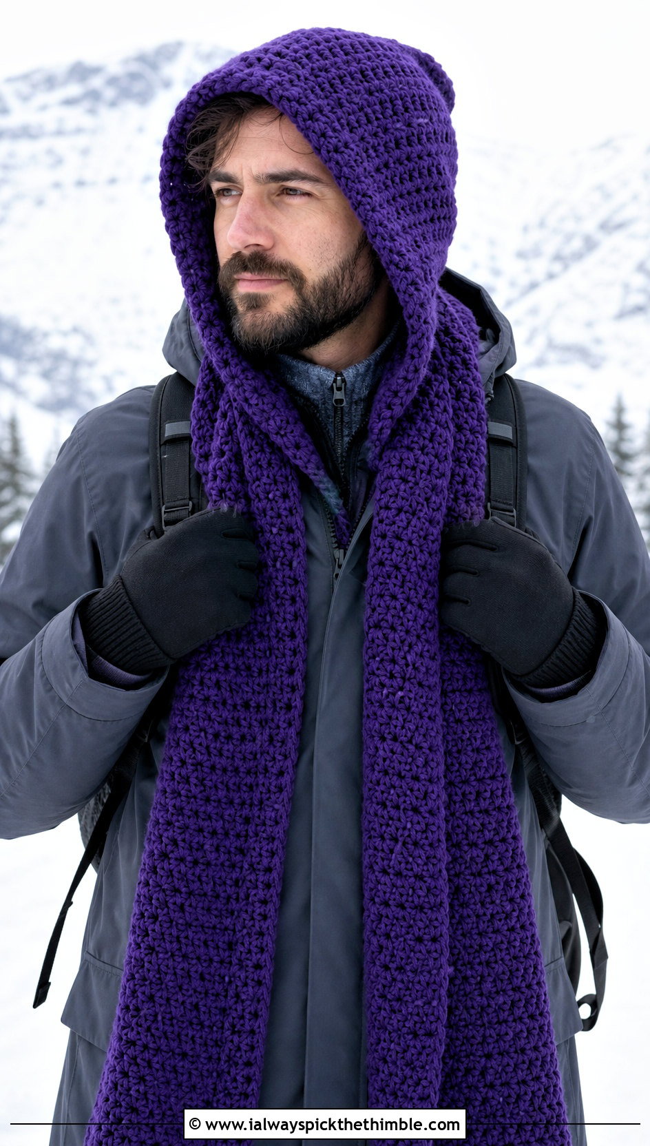 Hooded Crochet Scarf With Parka - 20 crochet scarf ideas for men