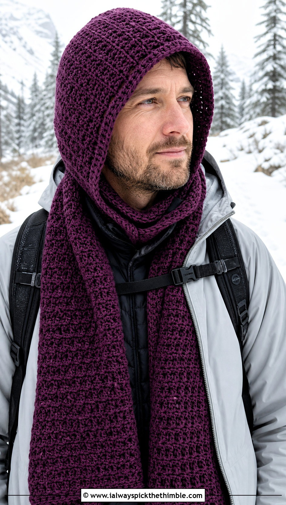 Hooded Crochet Scarf With Technical Parka - 20 Mens Winter Crochet Scarf outfit ideas