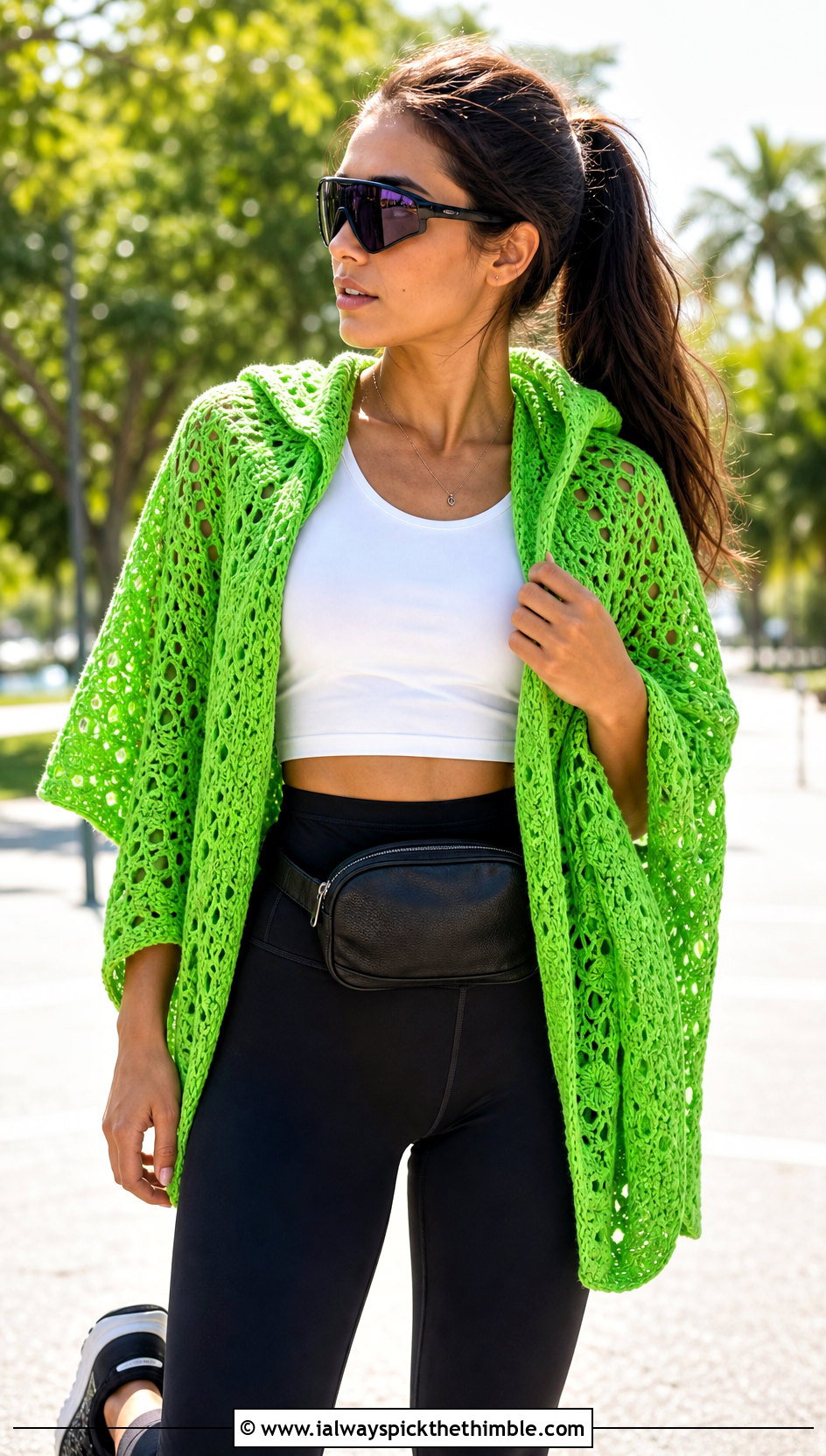 Hooded Crochet Shawl With Leggings And Running Shoes - 20 Victorian Crochet Shawl outfit ideas