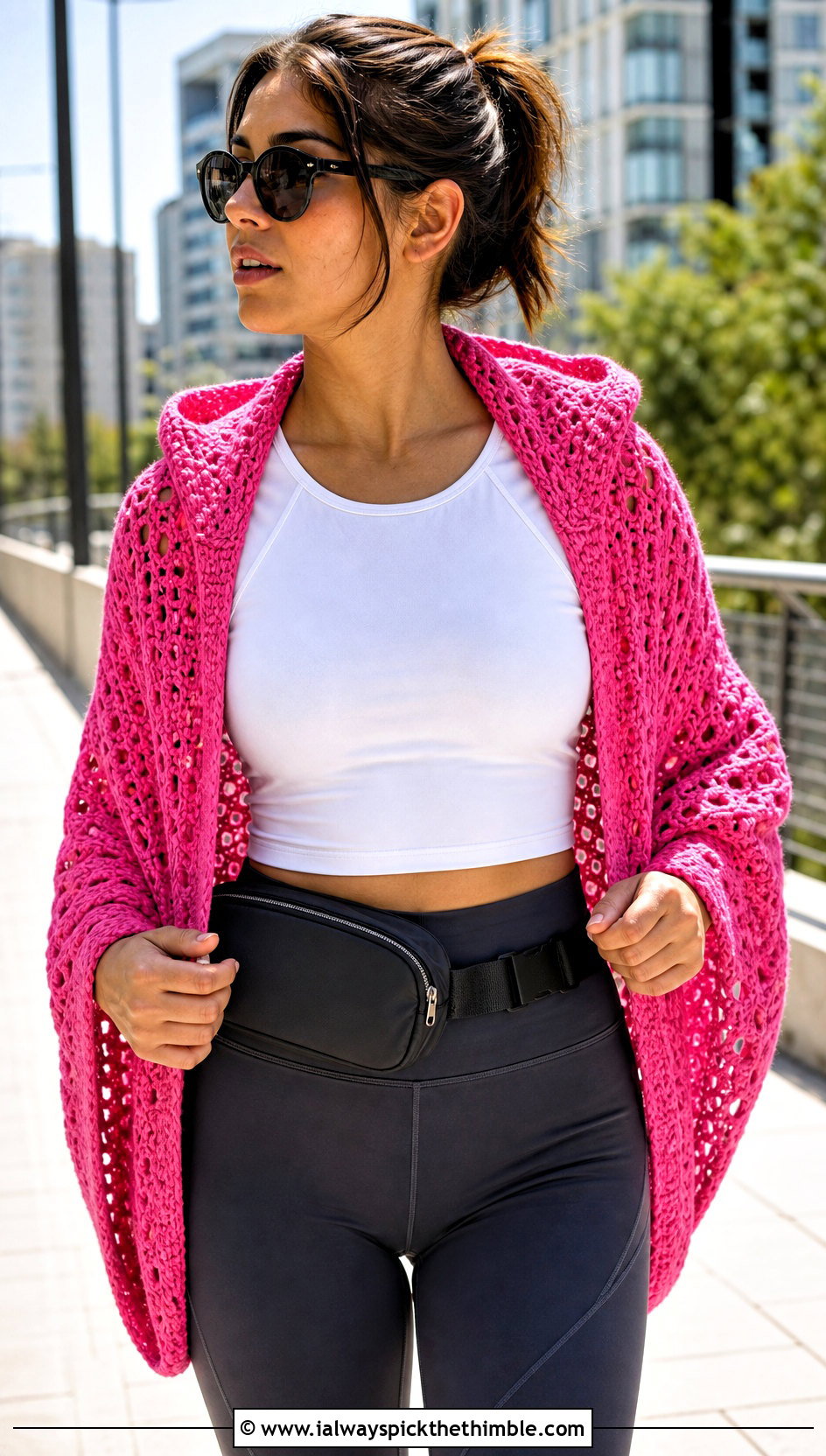 Hooded Crochet Shawl With Leggings - 20 boho crochet shawl outfit ideas