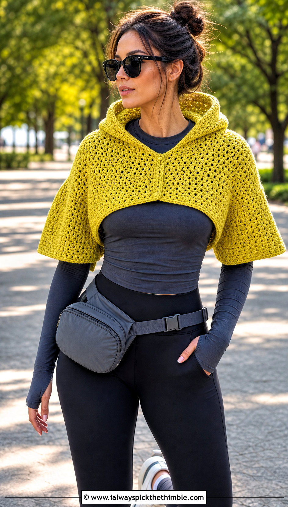 Hooded Crochet Shoulder Shawl With Leggings - 20 Crochet Shoulder Shawl outfit ideas