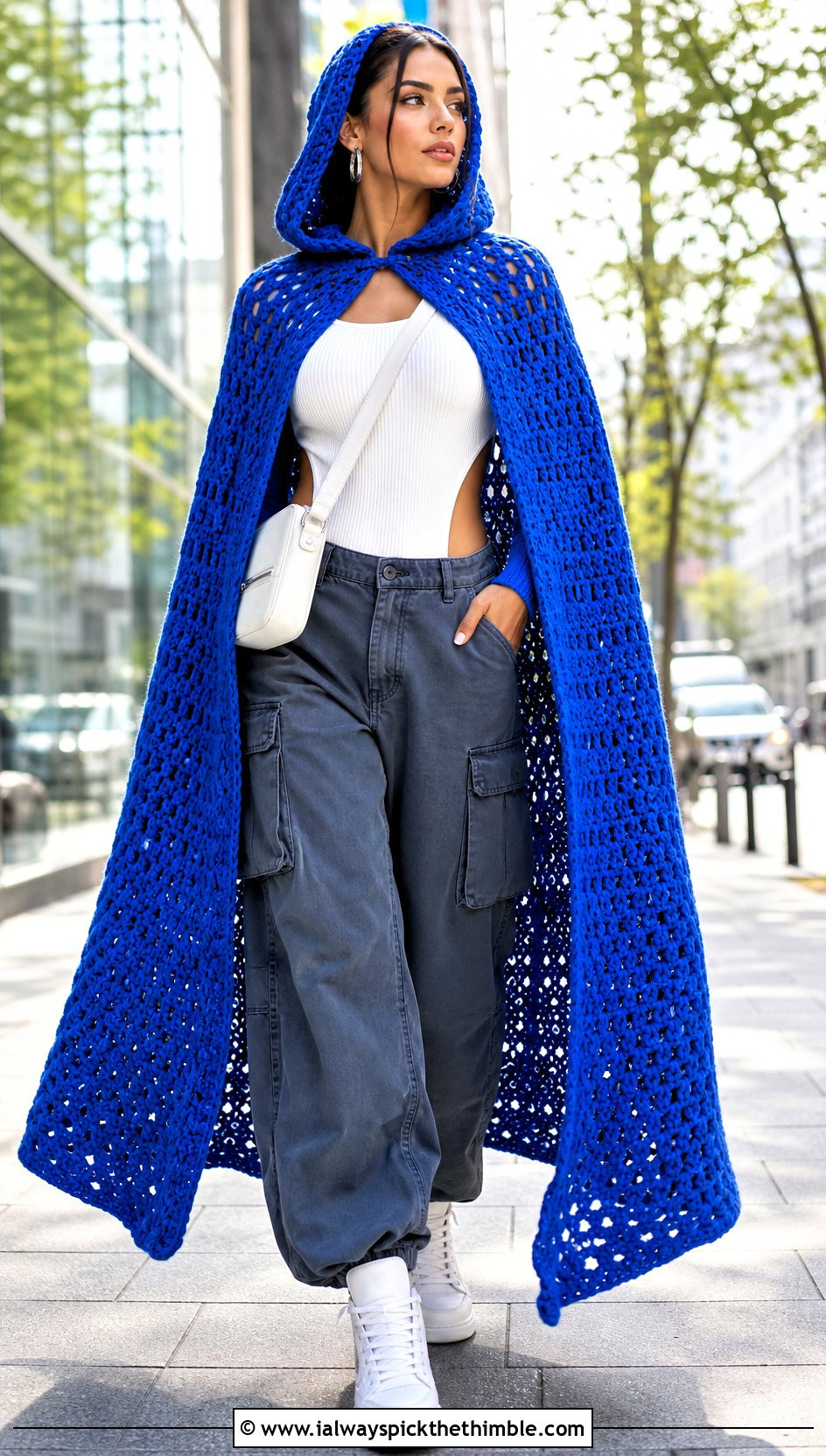 Hooded Crochet Superhero Cape With Cargo Pants - 20 Crochet Super Hero Cape outfit ideas