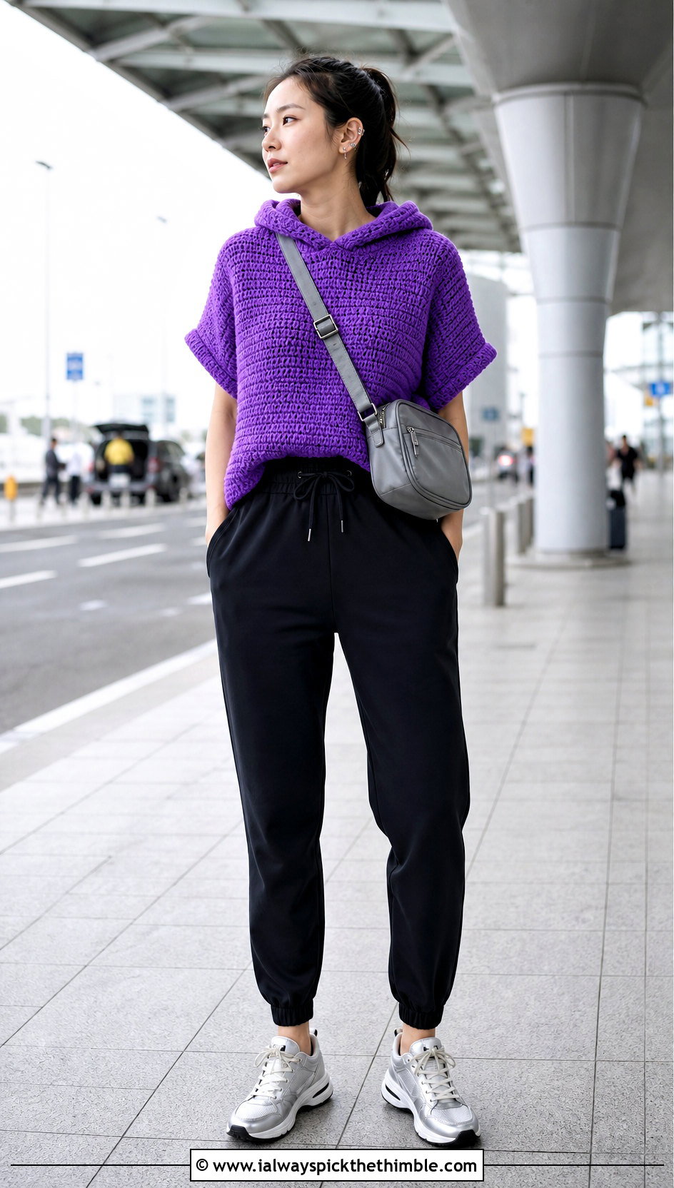 Hooded Crochet Towel Top With Joggers - 25 crochet towel tops outfit ideas