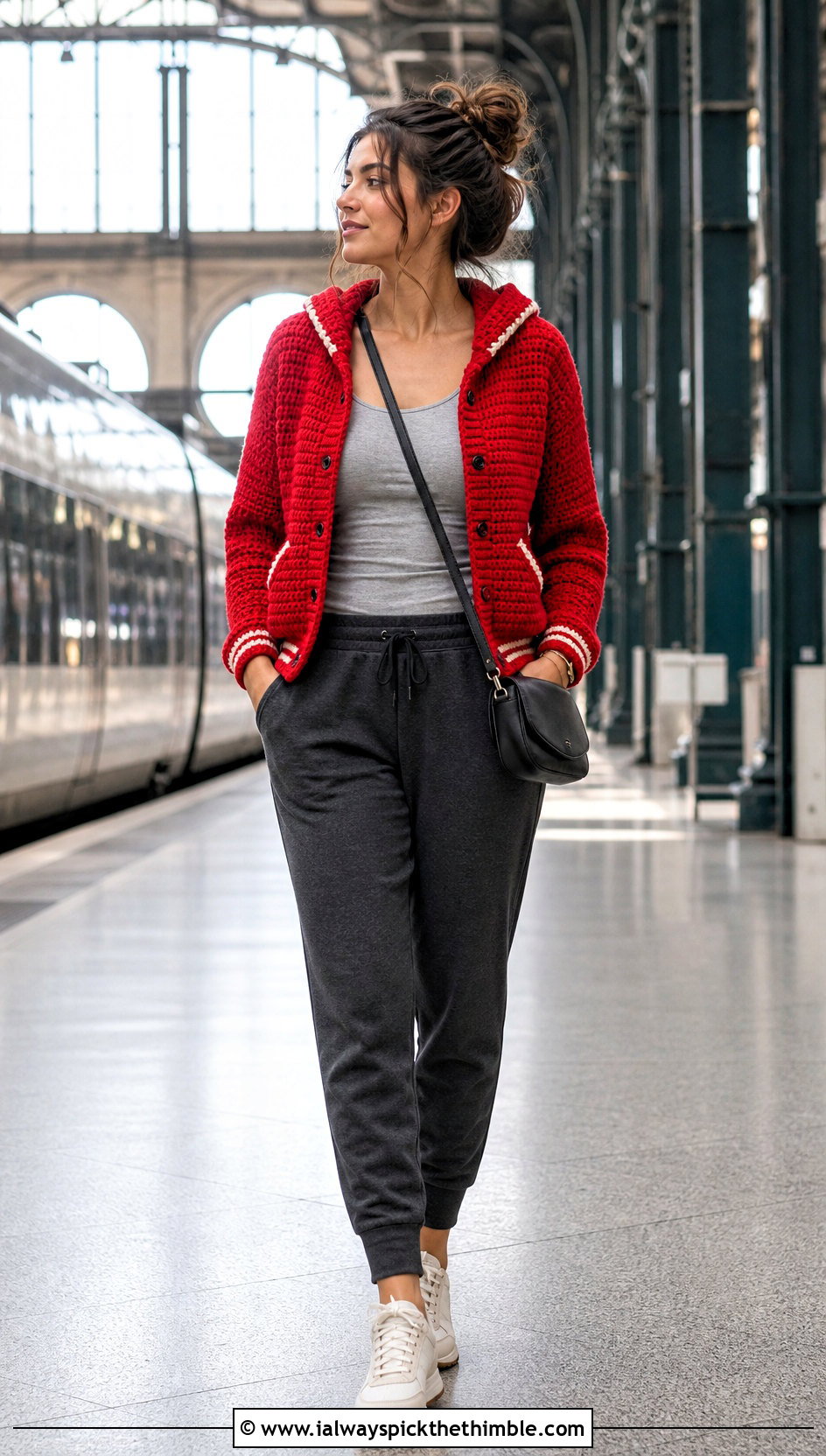 Hooded Crochet Varsity Jacket With Joggers - 25 crochet varsity jacket outfit ideas