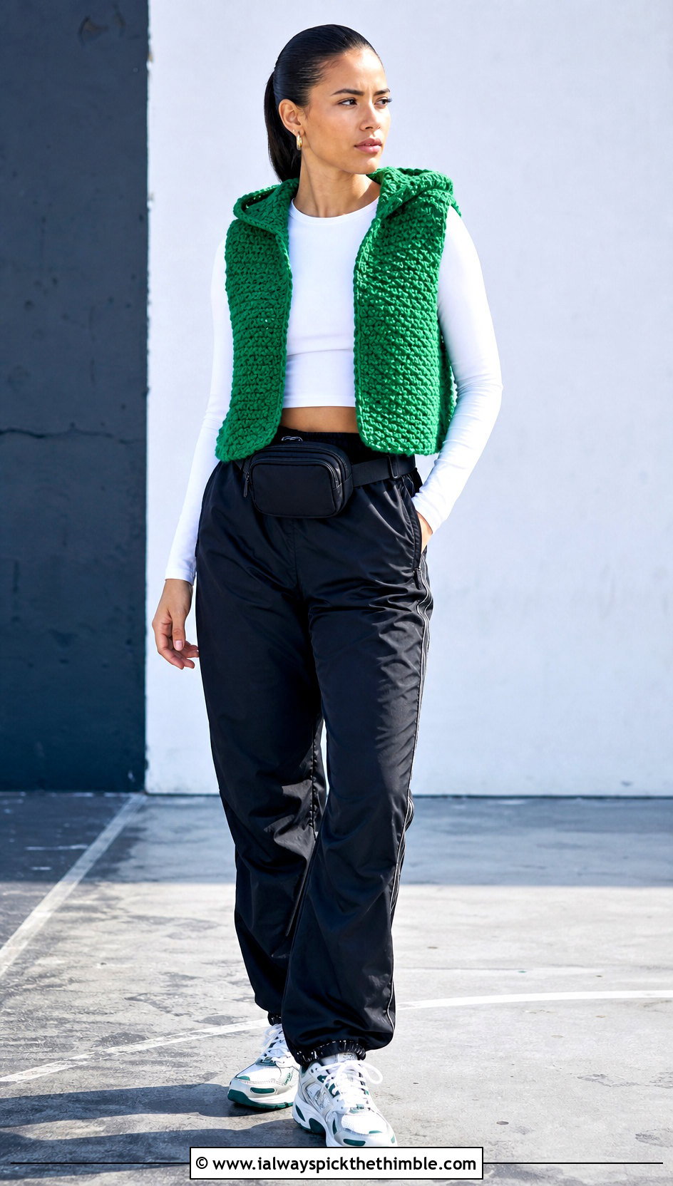 Hooded Crochet Vest With Track Pants - 25 crochet vest ideas