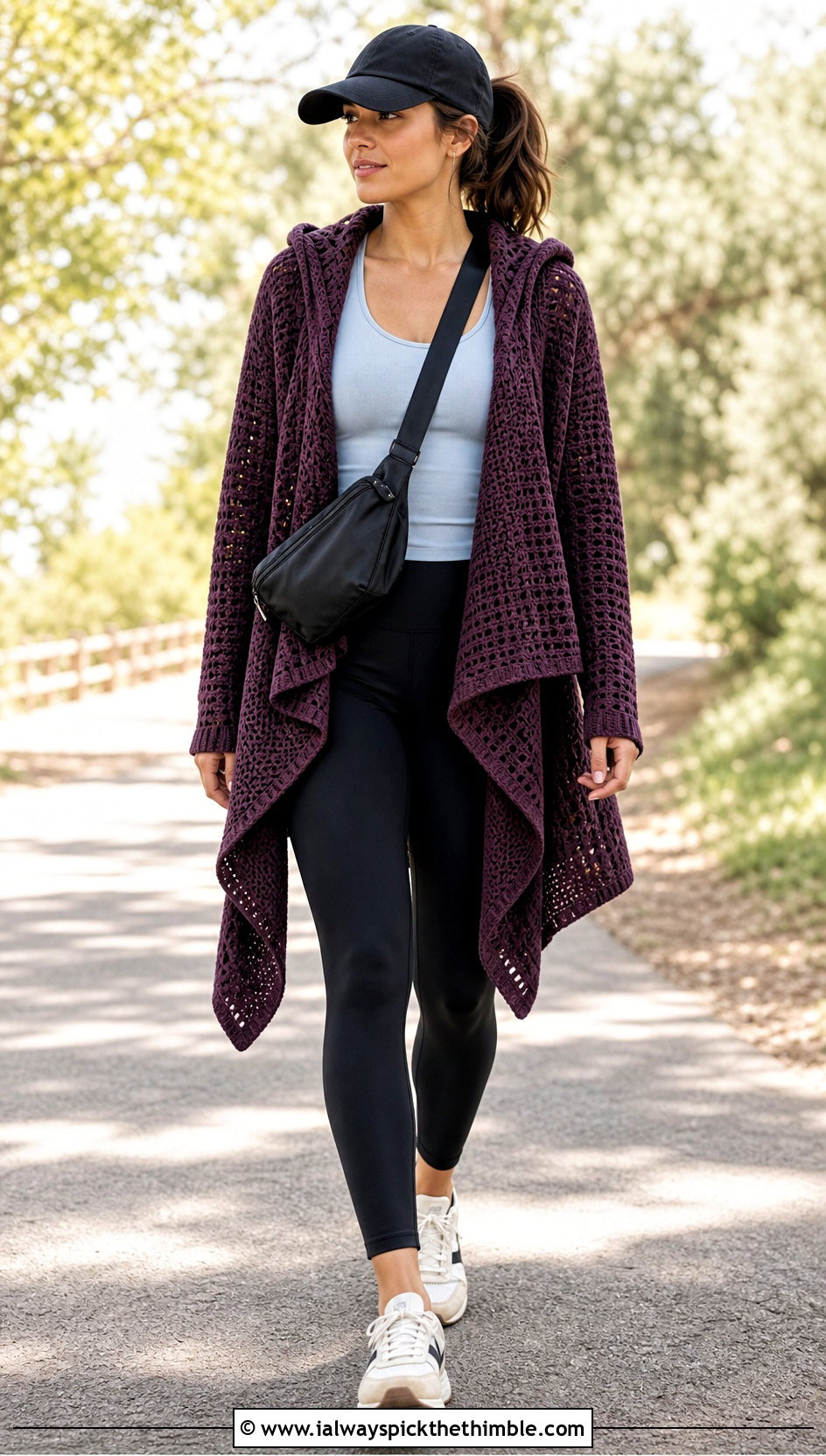 Hooded Crochet Waterfall Cardigan With Leggings - 20 crochet waterfall cardigan outfit ideas