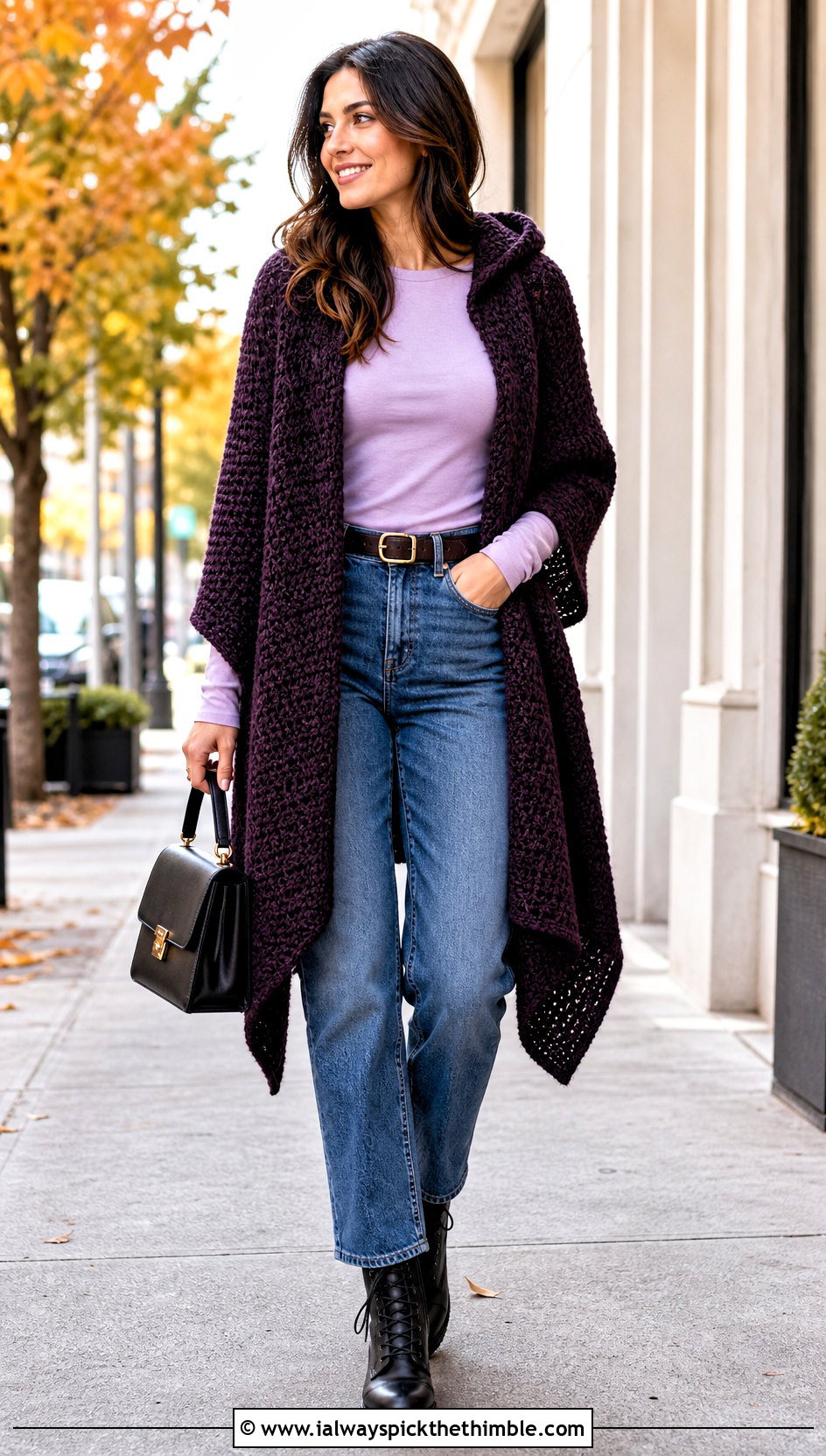 Hooded Crochet Wrap With Straight Leg Jeans - 20 Crochet For Shawls And Wraps outfit ideas