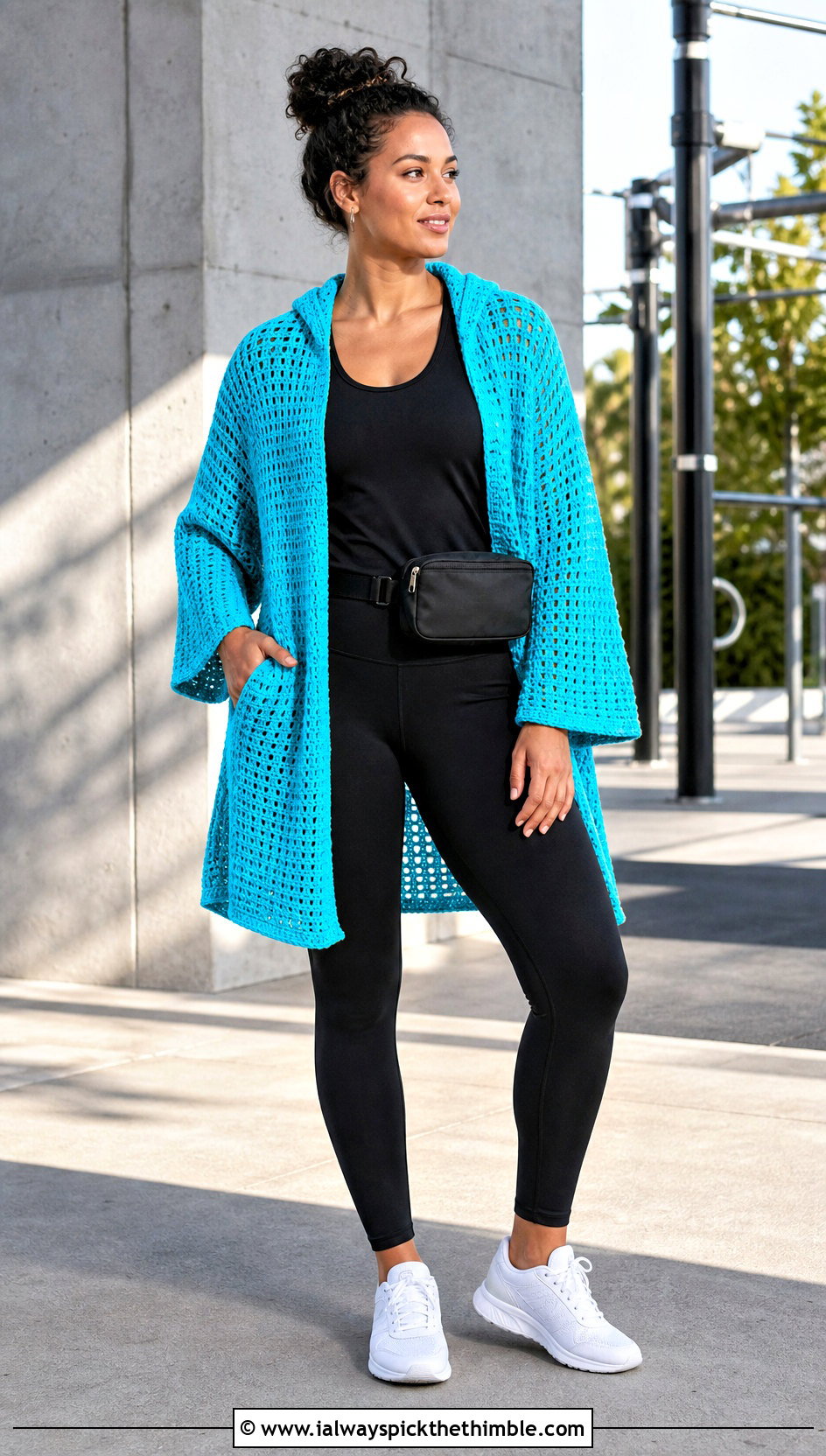 Hooded Crocheted Kimono With Leggings - 20 Crocheted Kimono outfit ideas