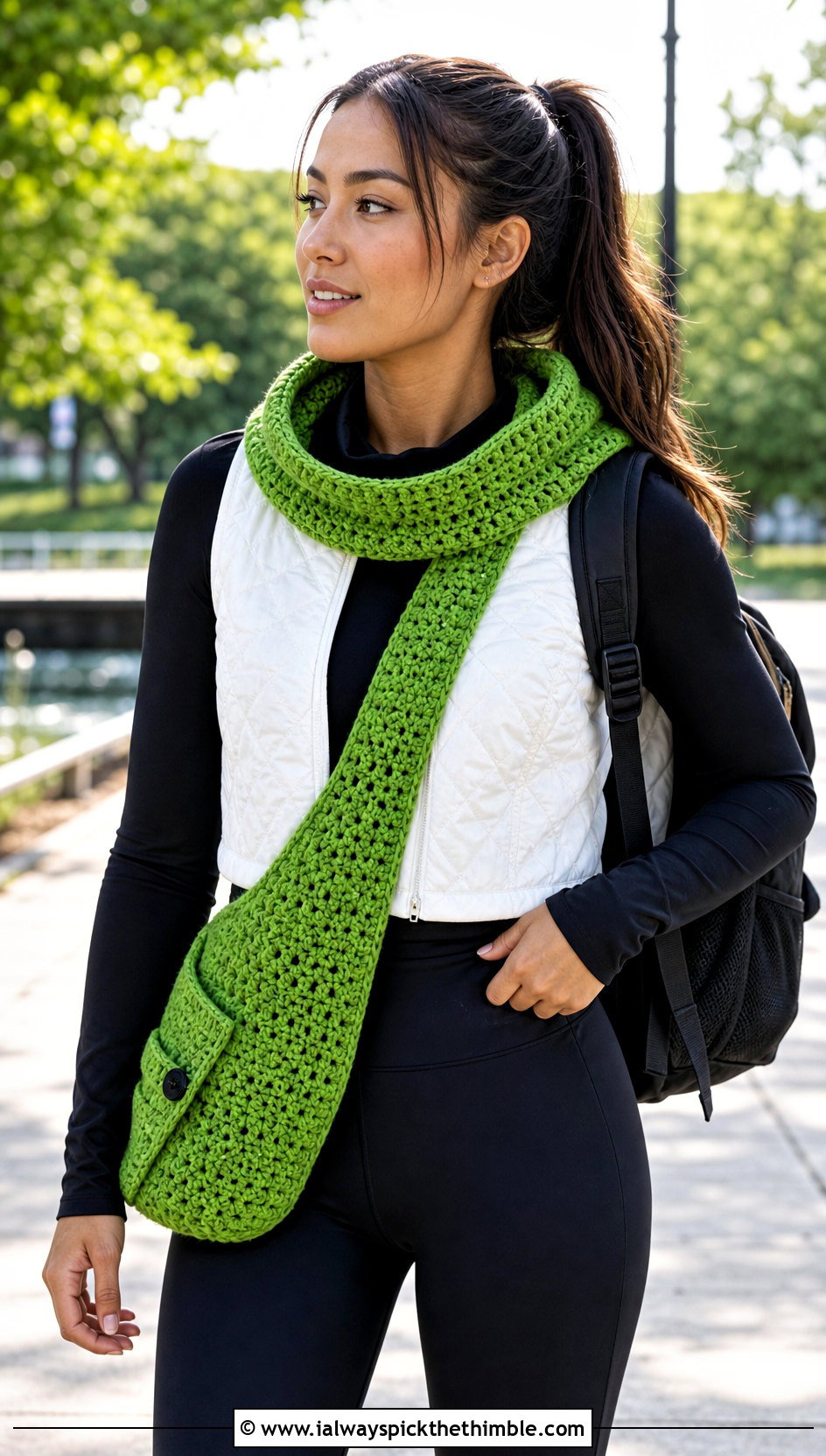 Hooded Crossbody Crochet Cowl With Leggings And Sneakers - 15 Crossbody Crochet Cowl outfit ideas
