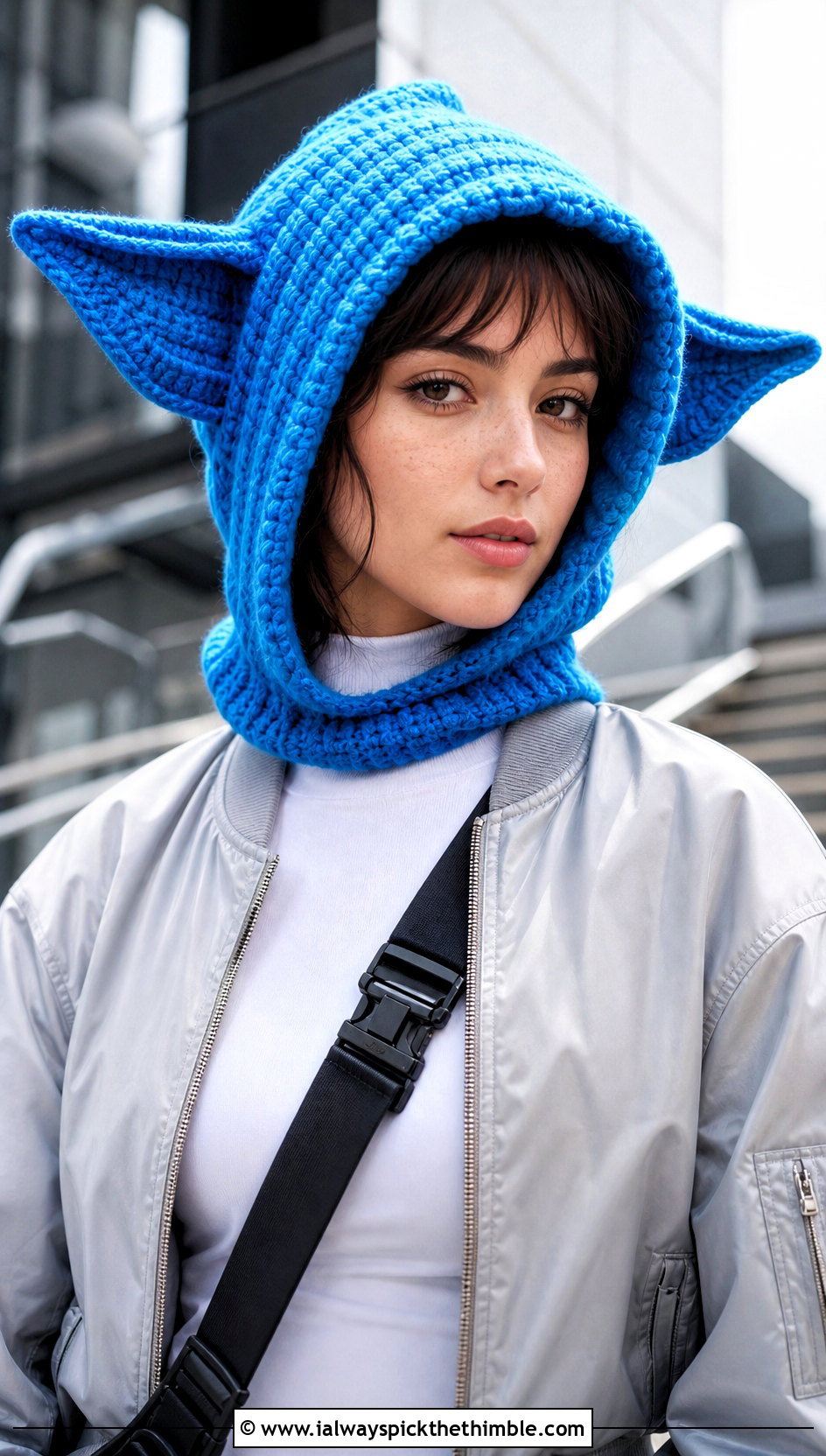 Hooded Dobby Crochet Hat With Bomber Jacket And Parachute Pants - 20 dobby crochet hat outfit ideas