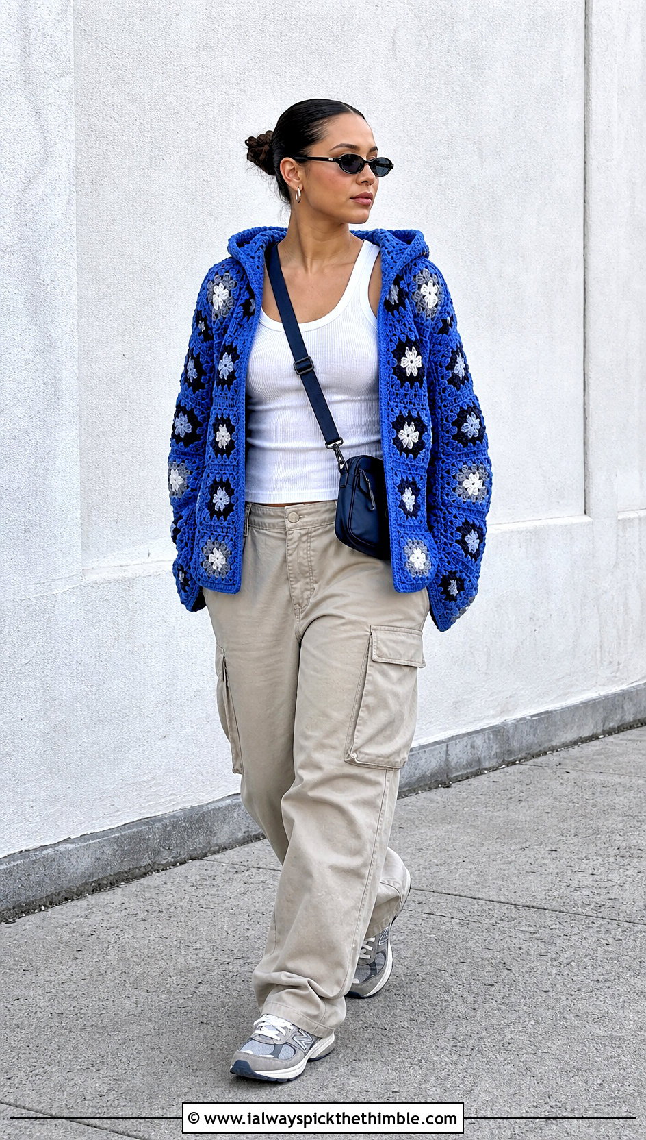 Hooded Granny Square Cardigan With Cargo Pants - 15 Granny Square Cardigan Sweaters & Cardigans outfit ideas