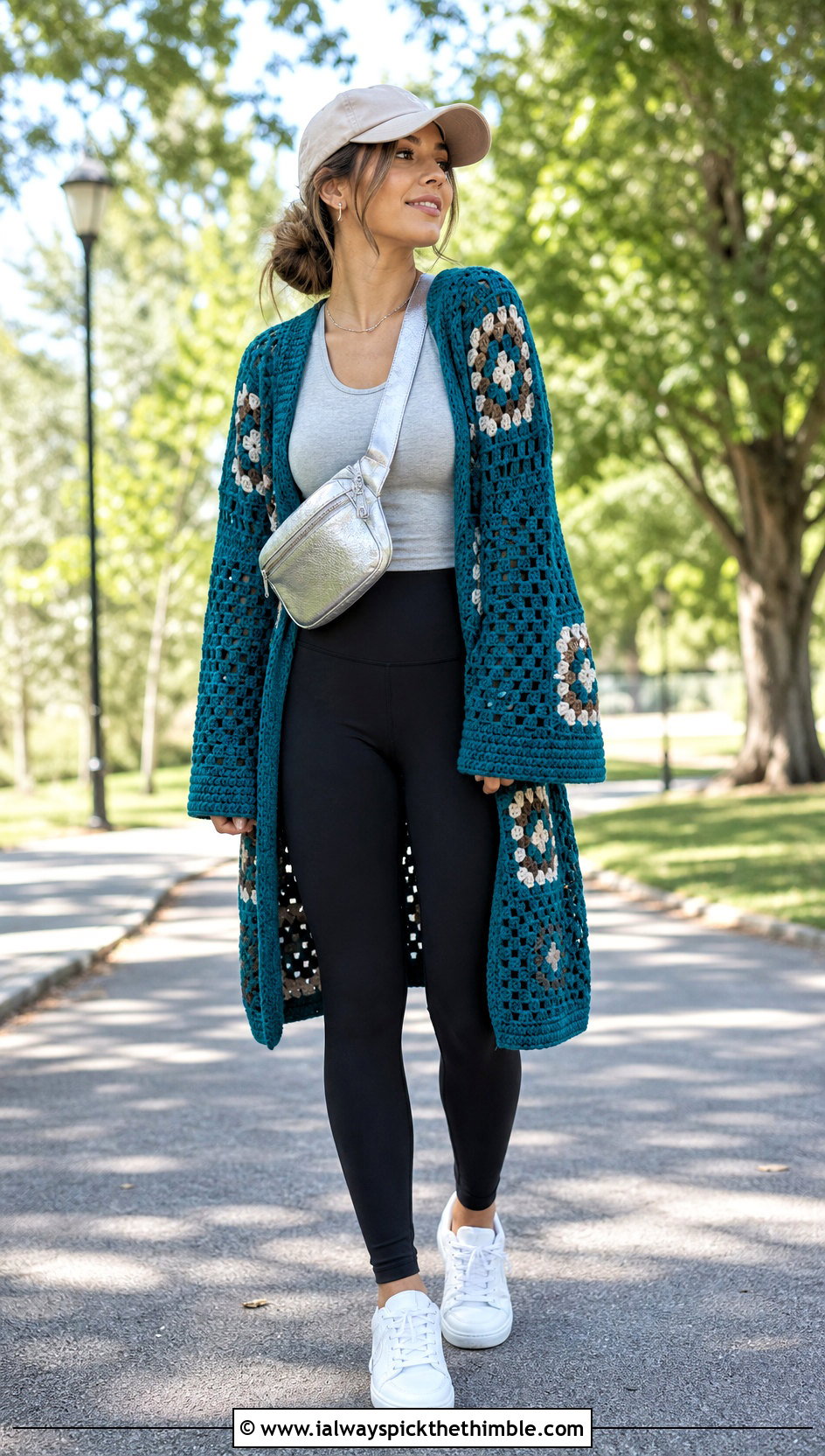 Hooded Granny Square Cardigan With Leggings - 25 crochet granny square cardigan outfit ideas