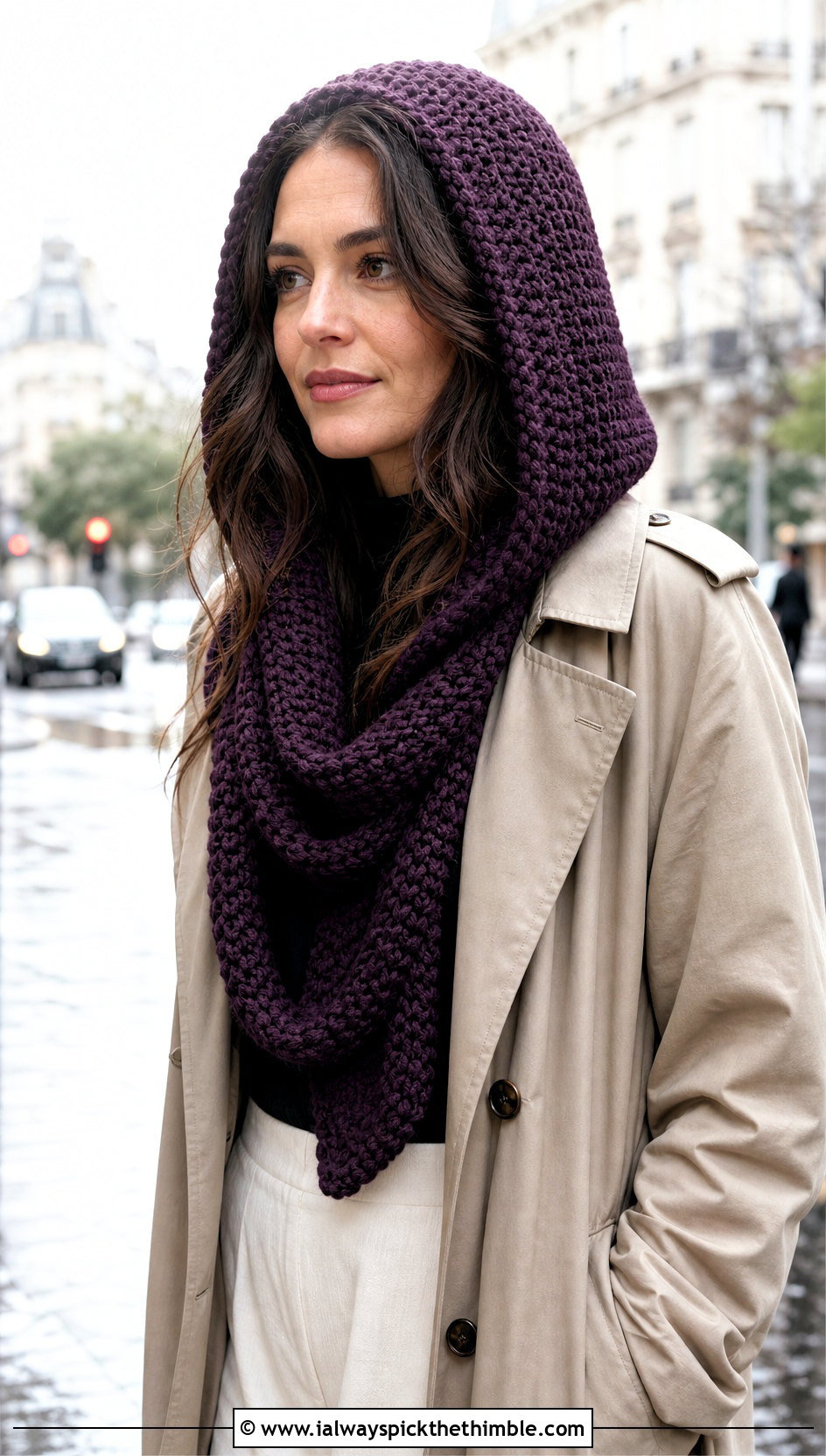Hooded Hdc Crochet Scarf With Trench Coat - 20 Hdc Crochet Scarf outfit ideas