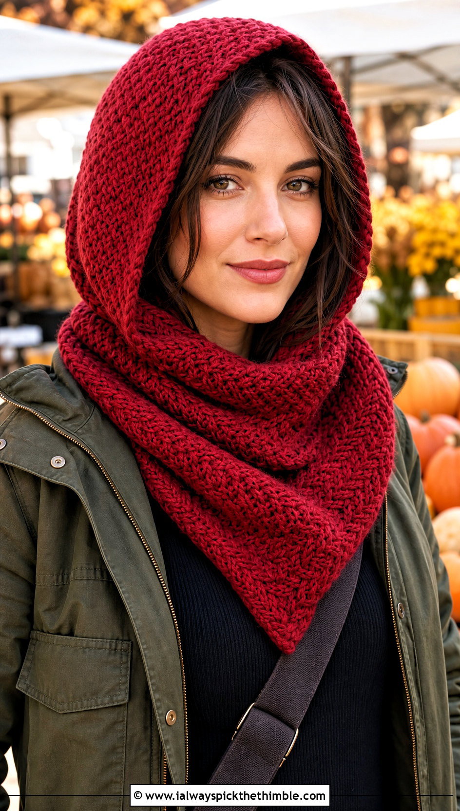 Hooded Herringbone Crochet Scarf With Utility Jacket - 15 Herringbone Crochet Scarf outfit ideas