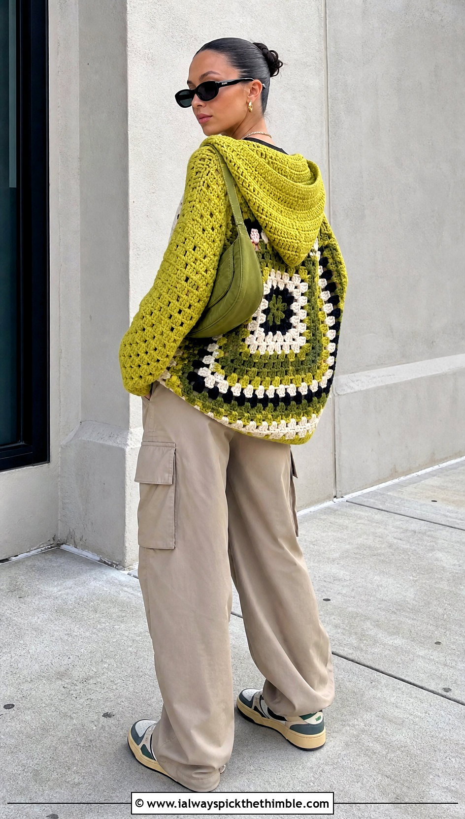 Hooded Hexagon Cardigan With Granny Square Back And Cargo Pants - 20 Hexagon Cardigan With Granny Square Back outfit ideas