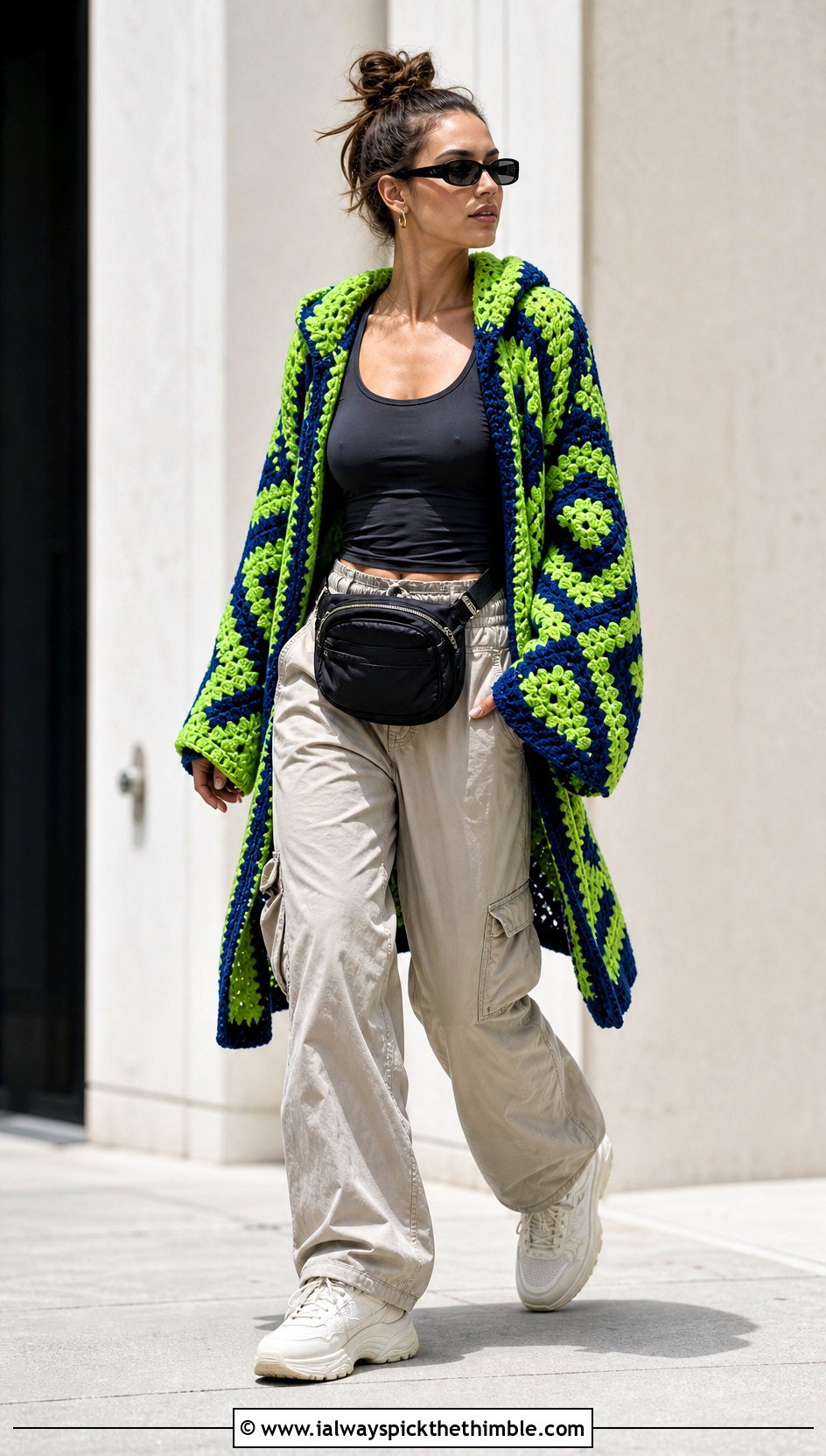 Hooded Howl Crochet Cardigan With Cargo Pants - 20 Howl Crochet Cardigan outfit ideas