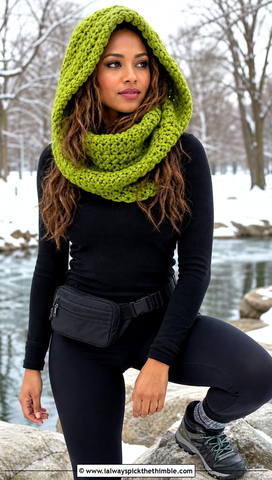 Hooded Huntress Crochet Cowl With Leggings - 15 huntress crochet cowl outfit ideas