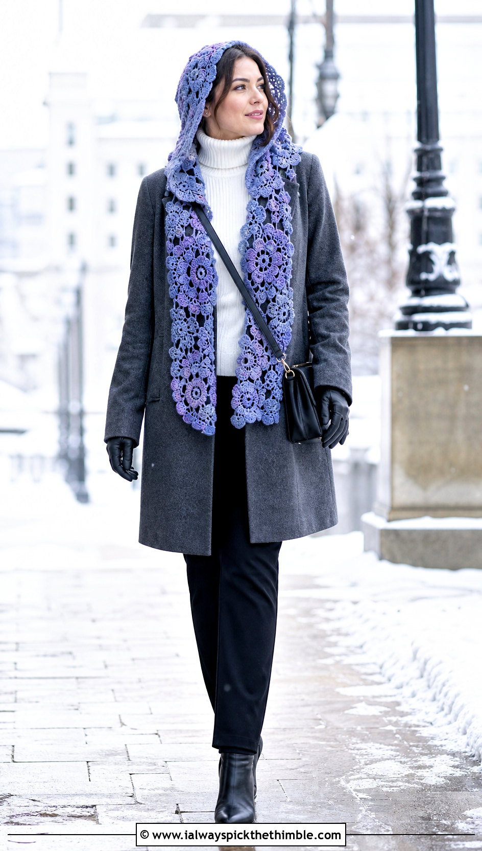 Hooded Irish Crochet Shawl With Wool Coat - 20 Irish Crochet Shawl outfit ideas