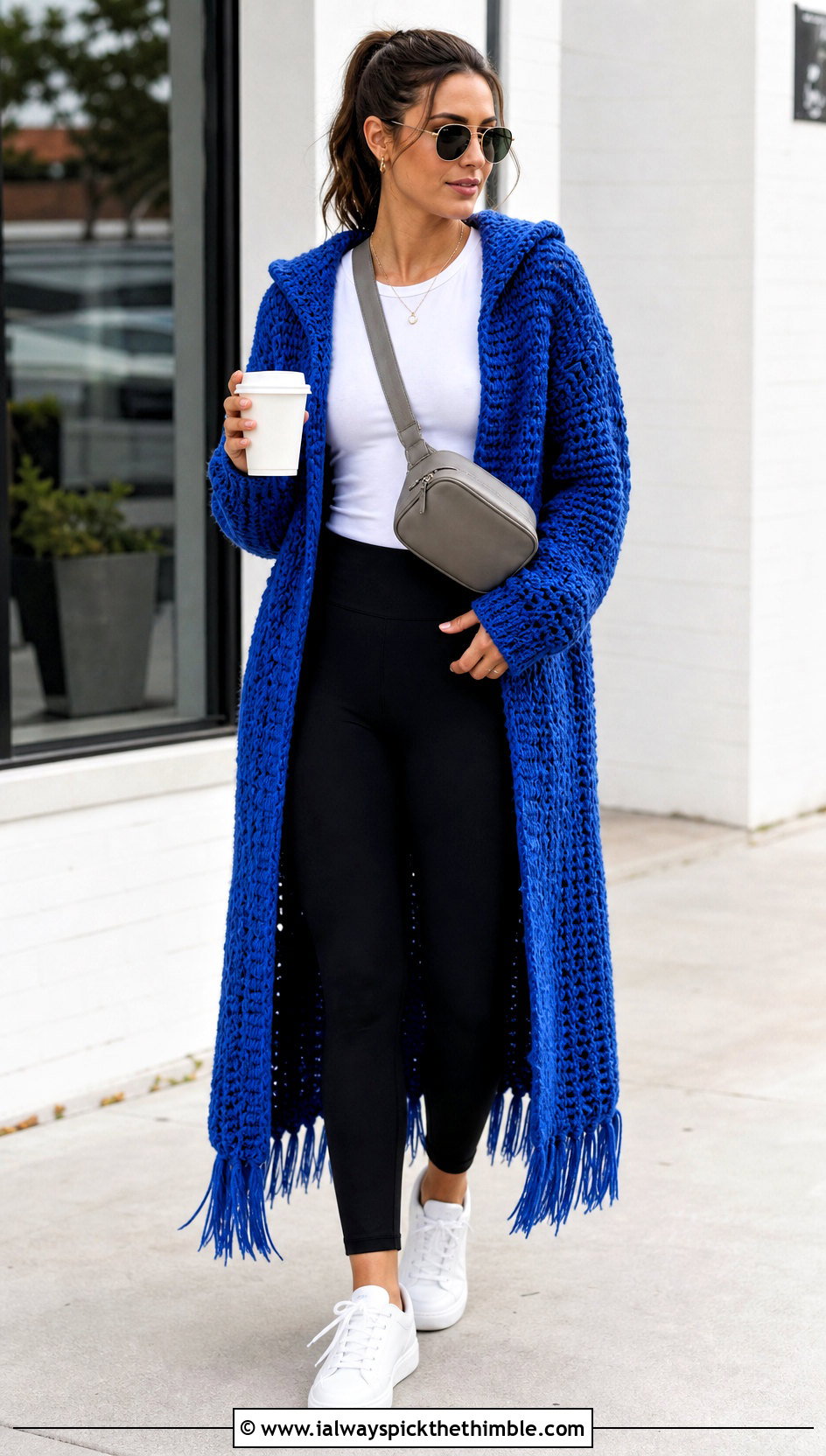 Hooded Long Crochet Cardigan With Fringe And Leggings - 15 long crochet cardigan with fringe outfit ideas