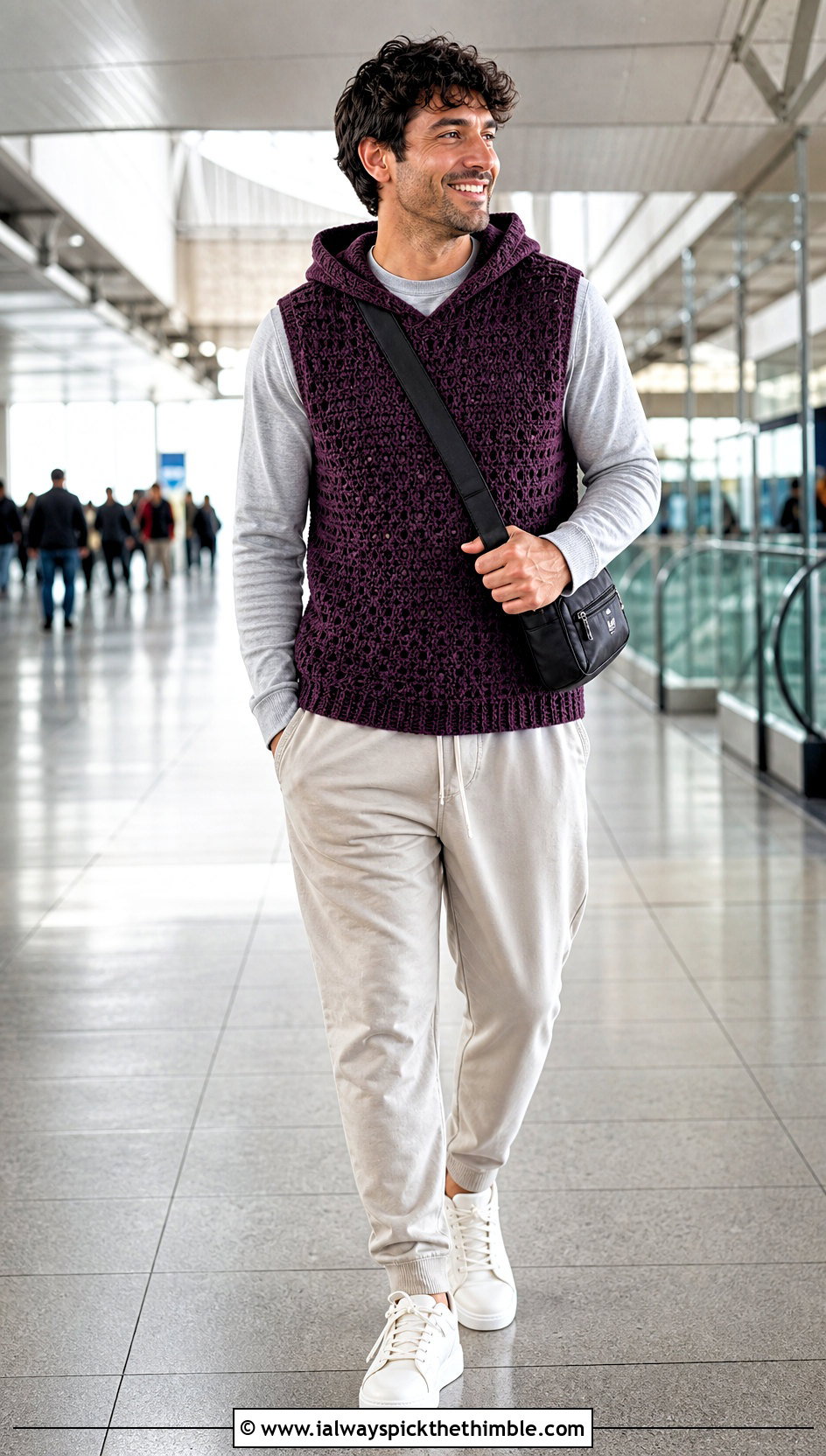 Hooded Mens Crochet Vest With Joggers - 20 men's crochet vest outfit ideas