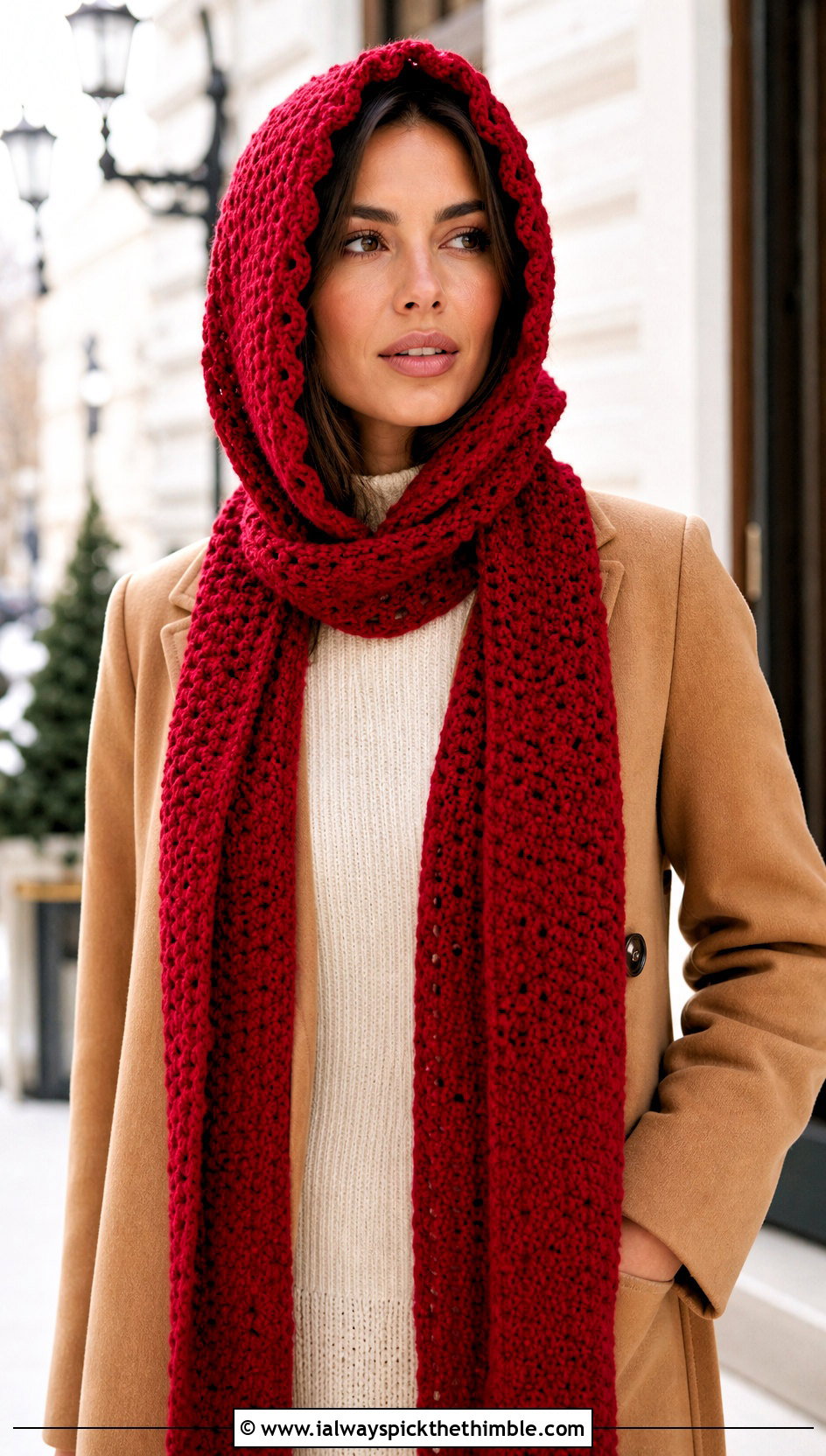 Hooded Scarf Crochet Balaclava With Sweater Dress - 25 crochet balaclava outfit ideas