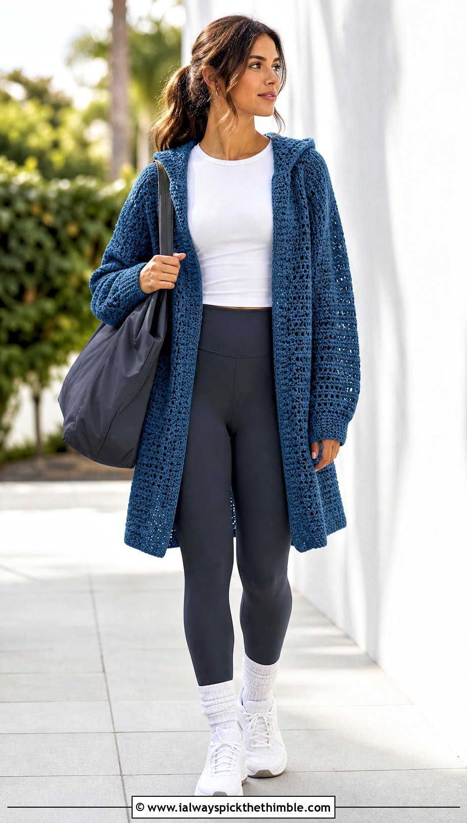 Hooded Side To Side Crochet Cardigan With Leggings - 20 Side To Side Crochet Cardigan outfit ideas