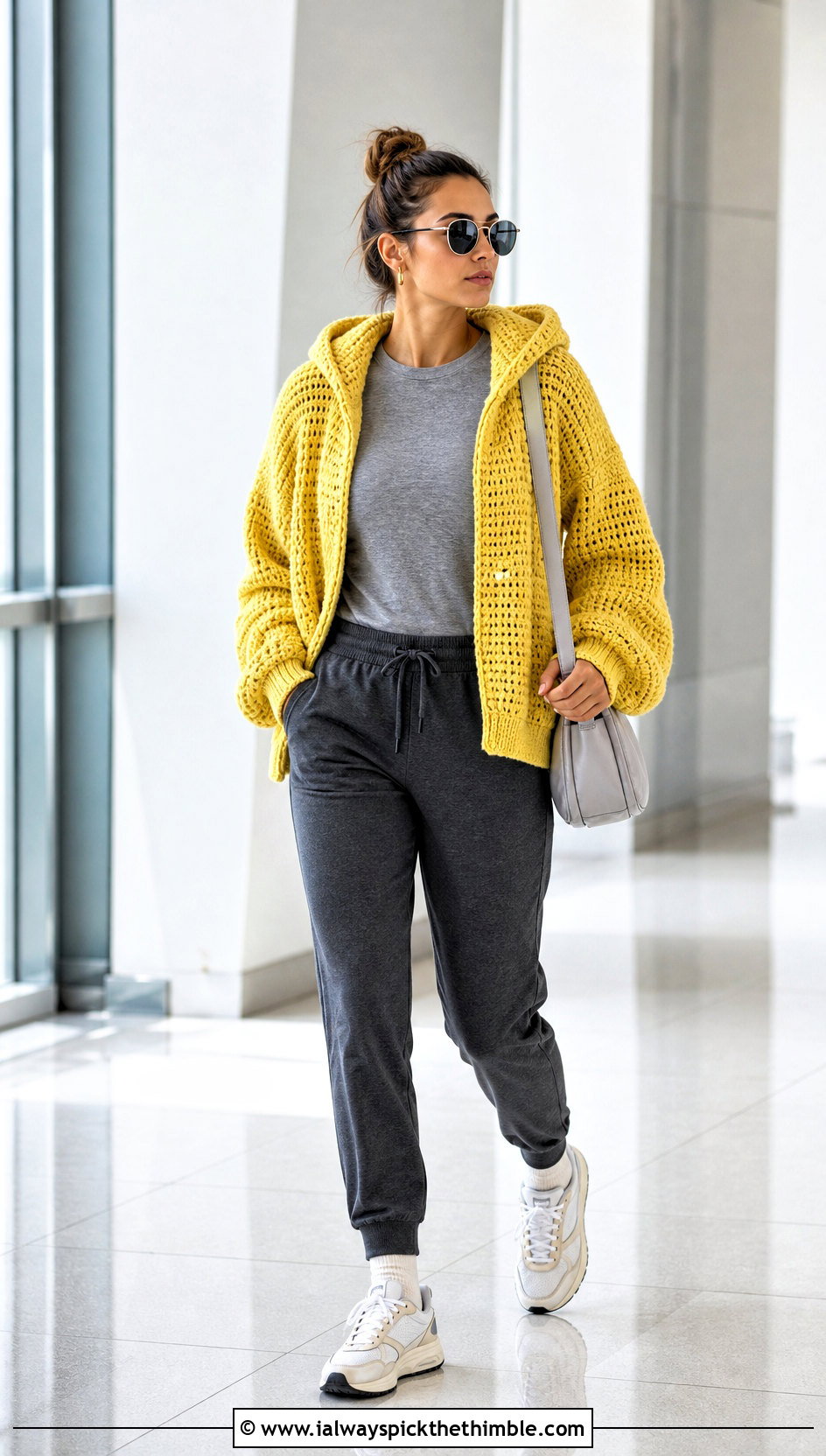 Hooded Sofa Crochet Sweater With Tapered Joggers - 15 sofa crochet sweater outfit ideas