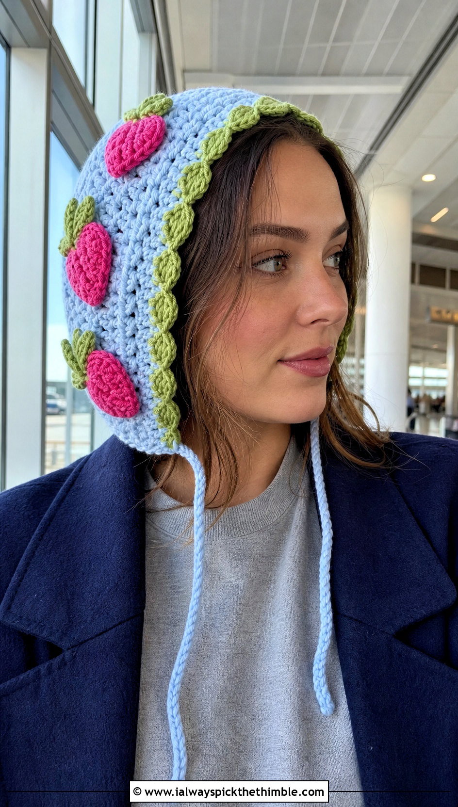 Hooded Strawberry Shortcake Crochet Bonnet With Sweatsuit - 20 Strawberry Shortcake Crochet Hat outfit ideas