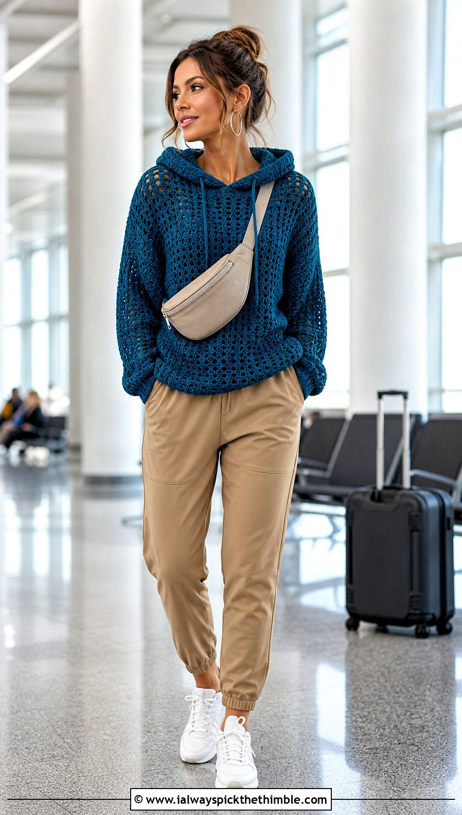 Hooded Top Down Crochet Sweater With Joggers - 25 top down crochet sweater outfit ideas