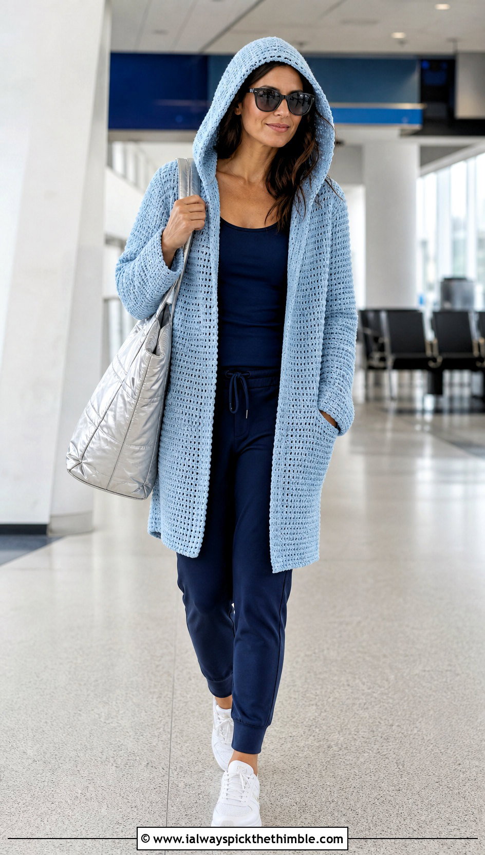 Hooded Tunisian Cardigan With Matching Joggers - 25 tunisian crochet cardigan outfit ideas