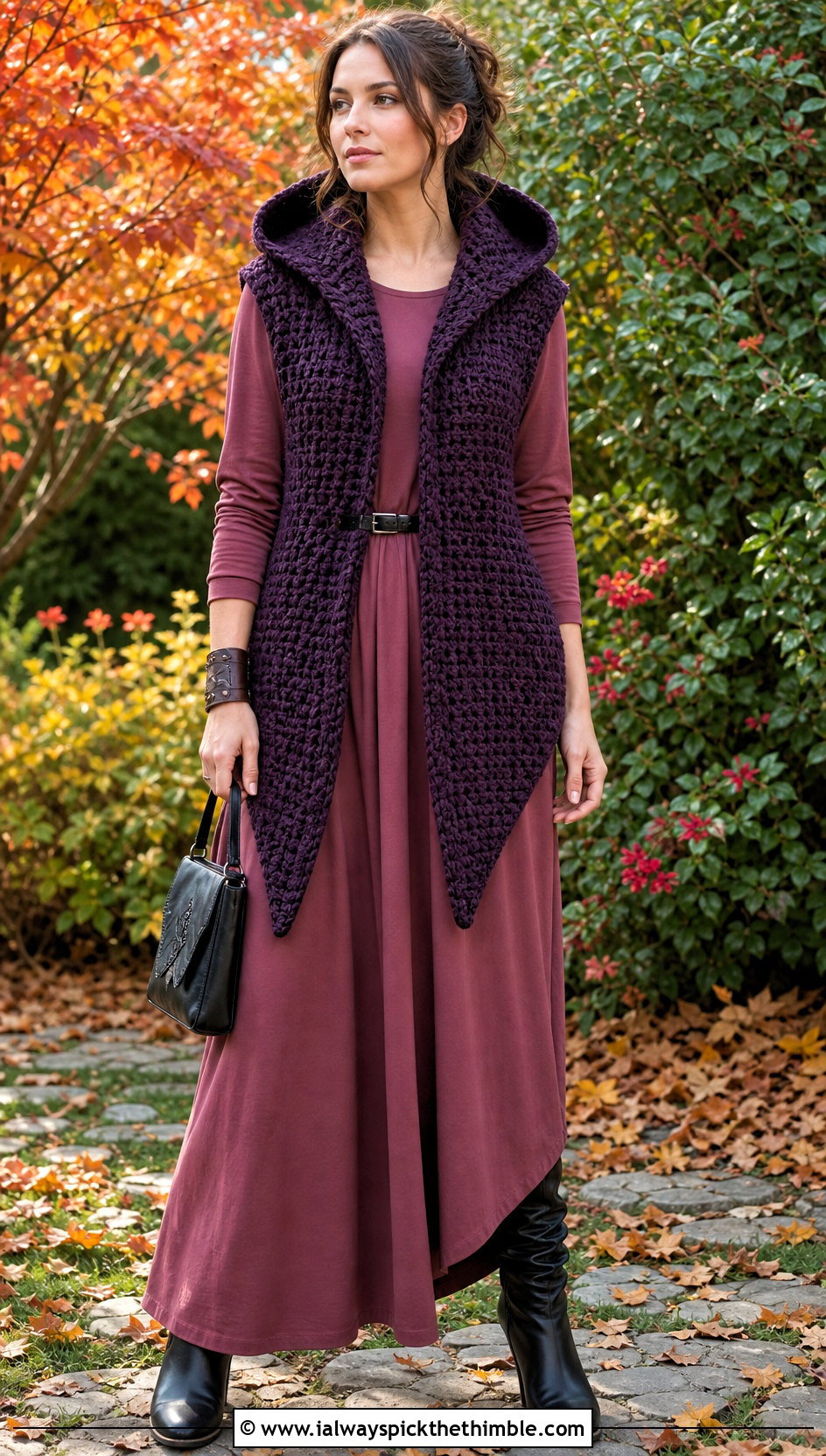Hooded Vest Huntress Crochet Cowl With Maxi Dress - 15 huntress crochet cowl outfit ideas