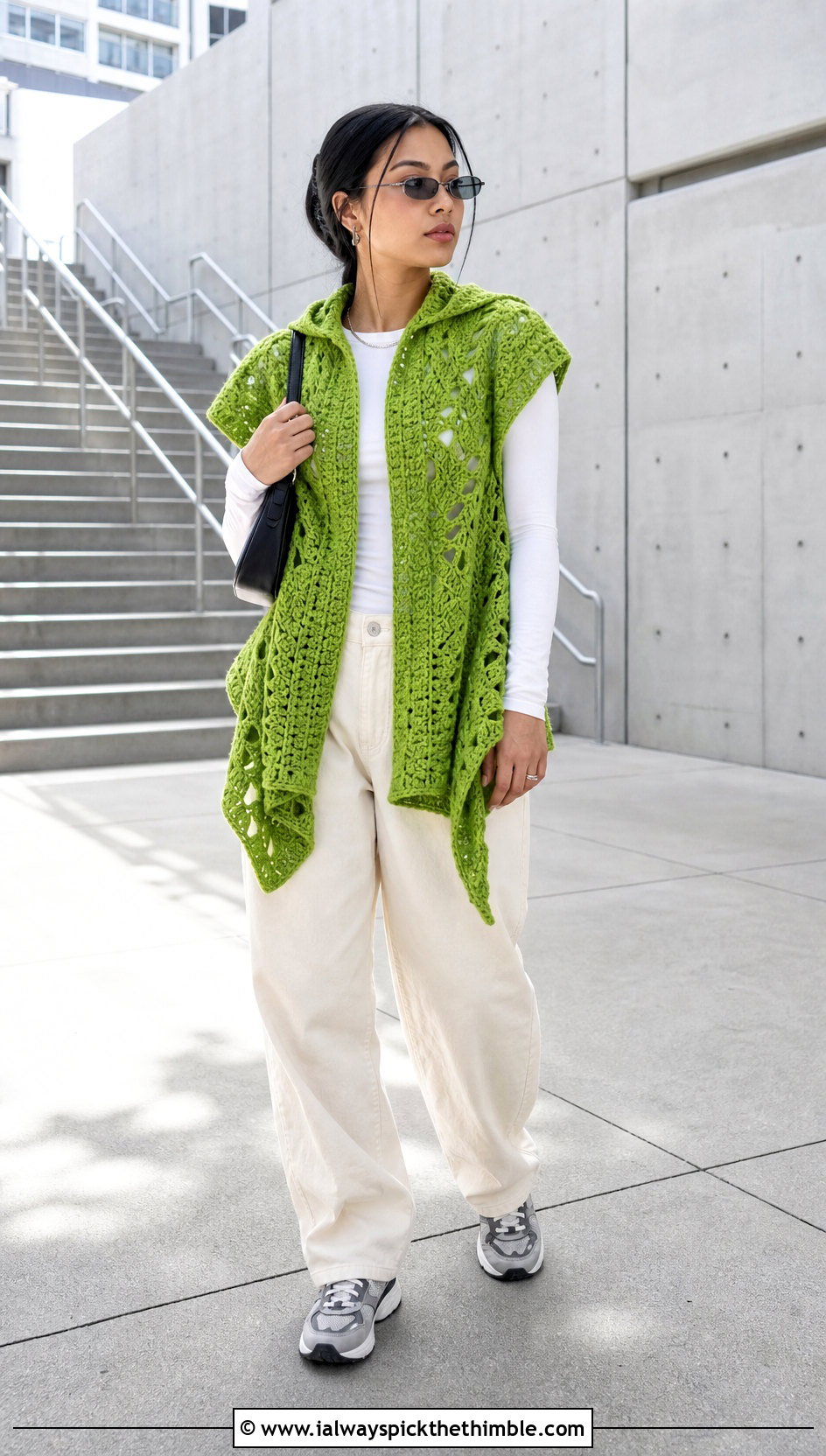Hooded Vest Katniss Shawl With Barrel Jeans - 20 Crochet Katniss Shawl outfit ideas