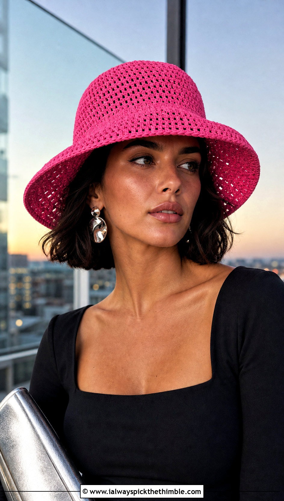 Hot Pink Wide Brim Crochet Bucket Hat With Evening Separates - 15 pink crochet bucket hat outfit ideas