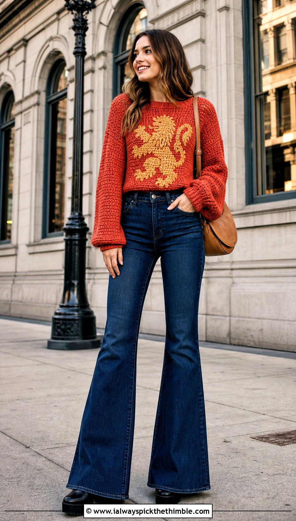 House Mascot Crochet Harry Potter Sweater With Flared Jeans - 25 crochet harry potter sweater outfit ideas