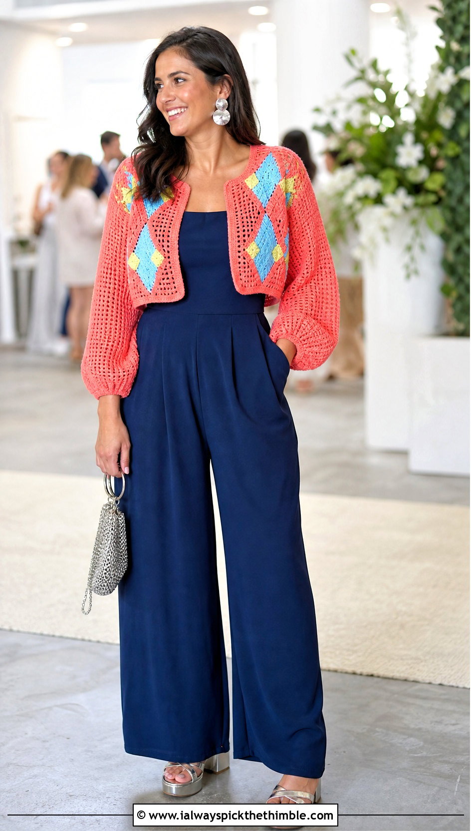 Howls Crochet Bolero Sweater With A Jumpsuit - 20 Howls Crochet Sweater outfit ideas